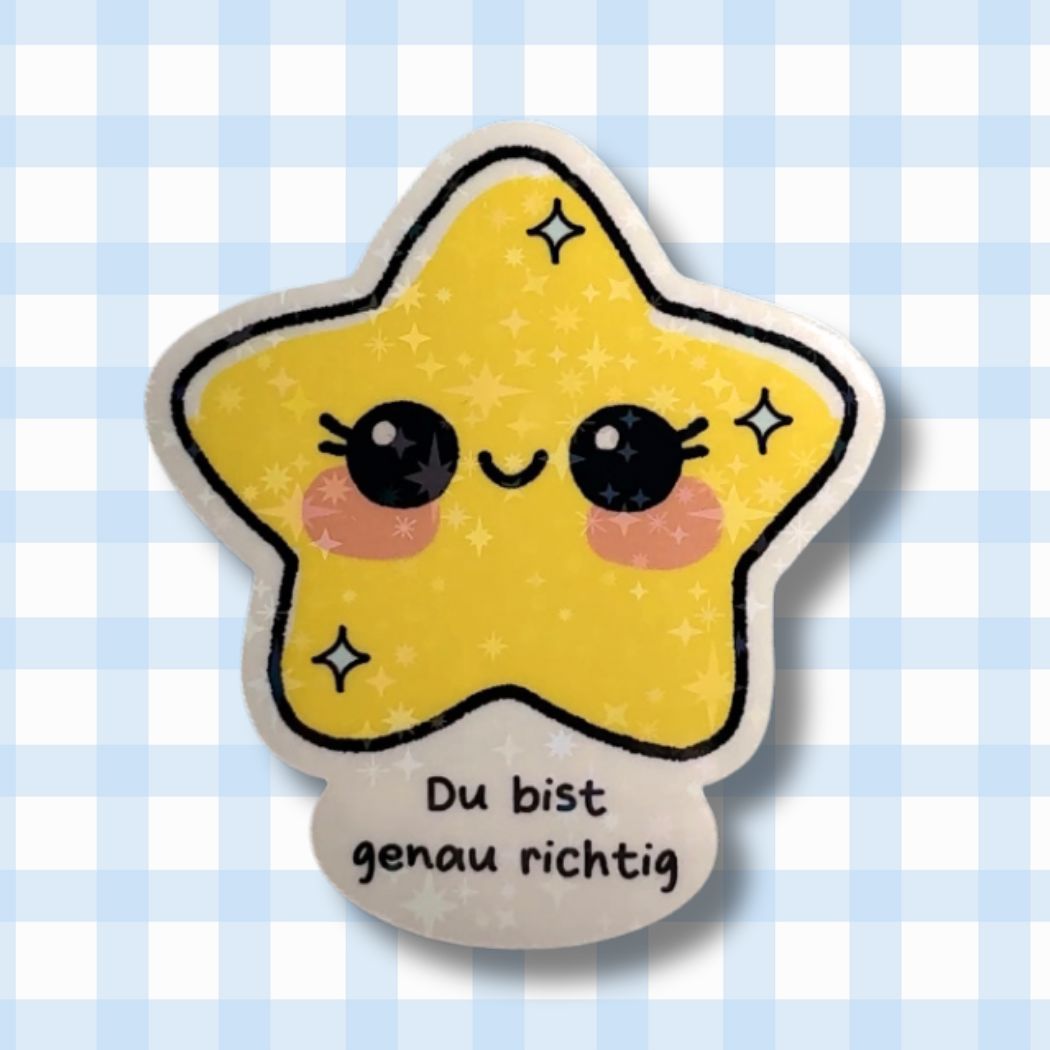Du bist genau richtig - Stern - Holo Vinyl Sticker kindafcreations
