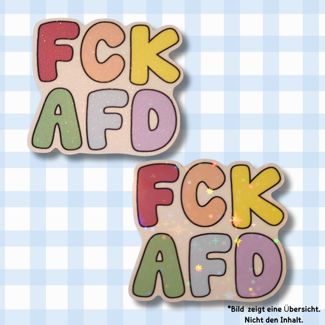 FCK AFD - Holo / Glitzer Vinyl Sticker - Pastell Bunt kindafcreations
