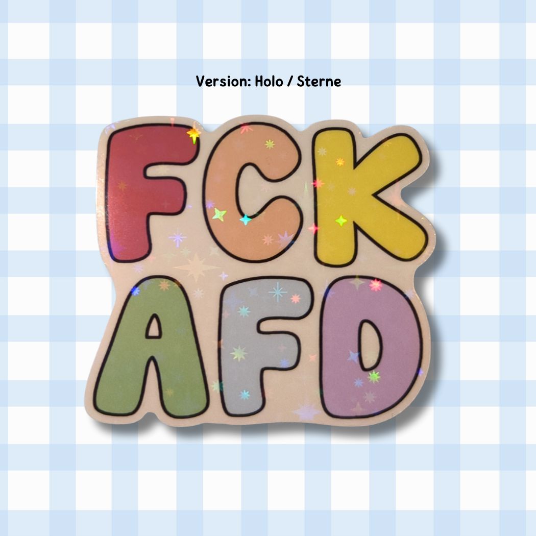 FCK AFD - Holo / Glitzer Vinyl Sticker - Pastell Bunt kindafcreations Holo / Sterne