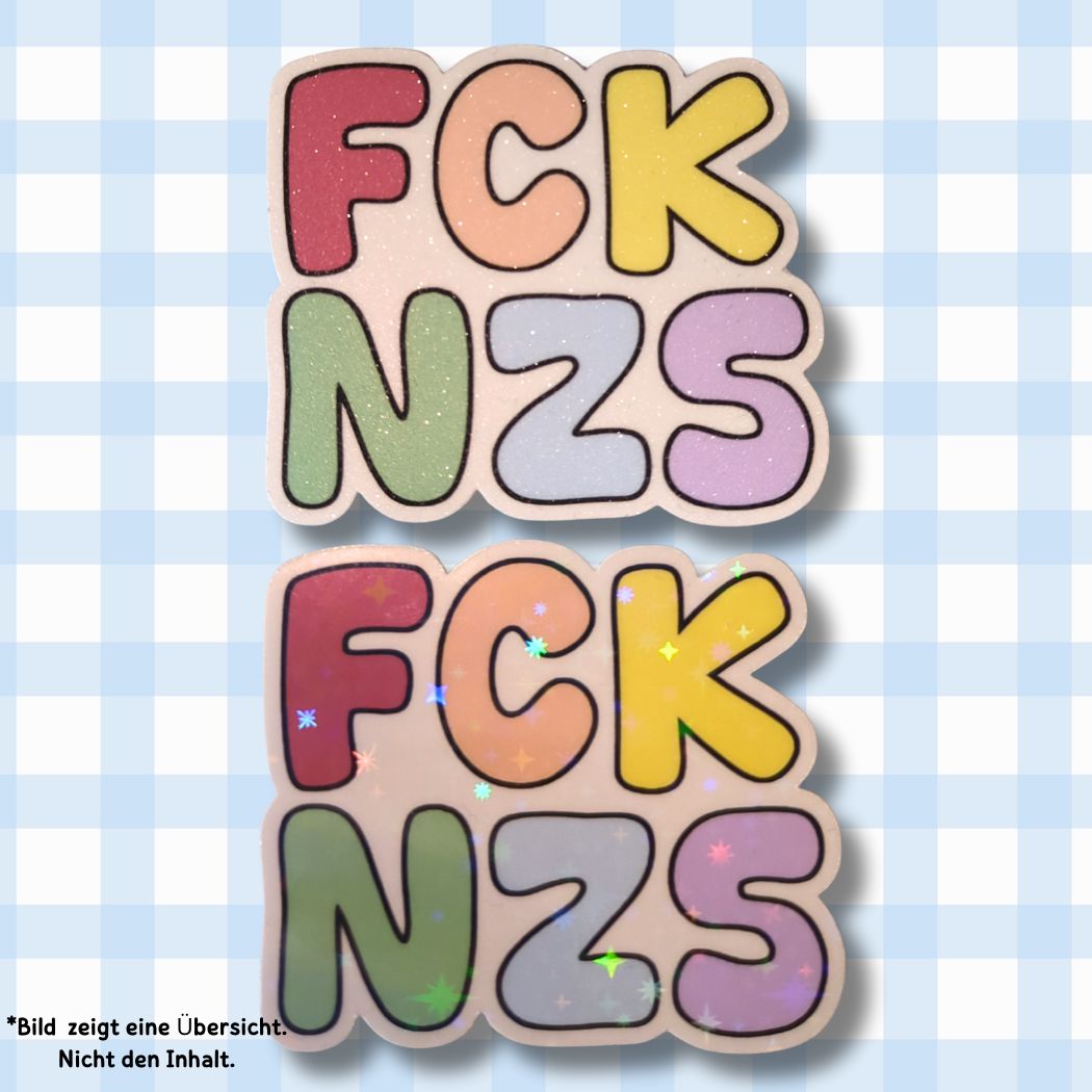 FCK NZS - Holo / Glitzer Vinyl Sticker - Pastell Bunt kindafcreations