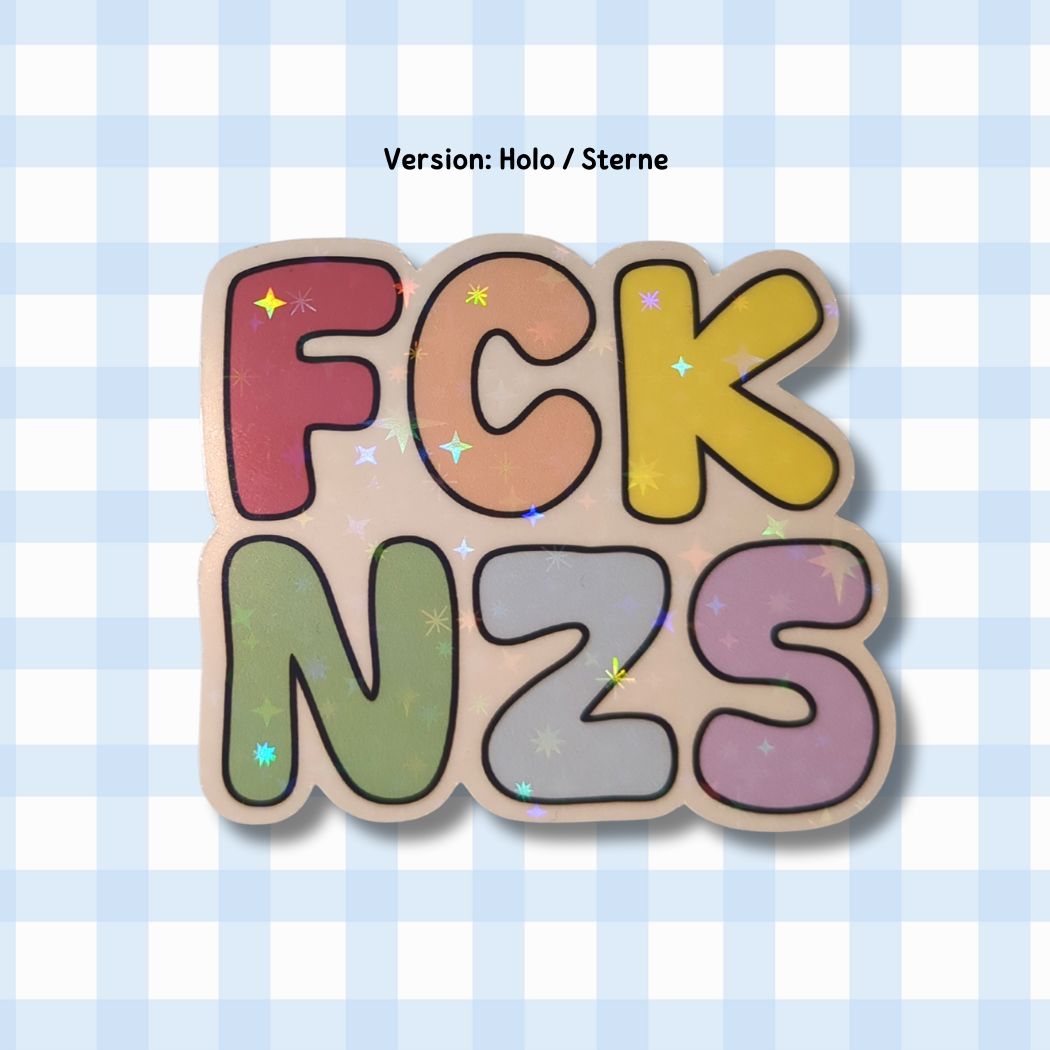 FCK NZS - Holo / Glitzer Vinyl Sticker - Pastell Bunt kindafcreations Holo / Sterne