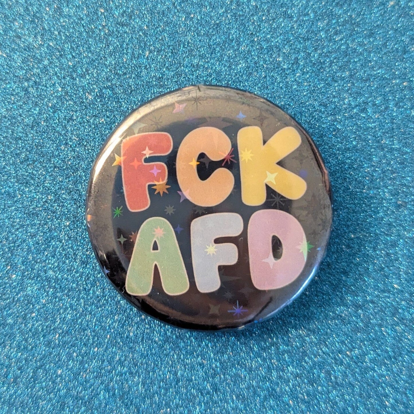 Holo Glitzer Button - FCK AFD / NZS kindafcreations FCK AFD - Dunkel