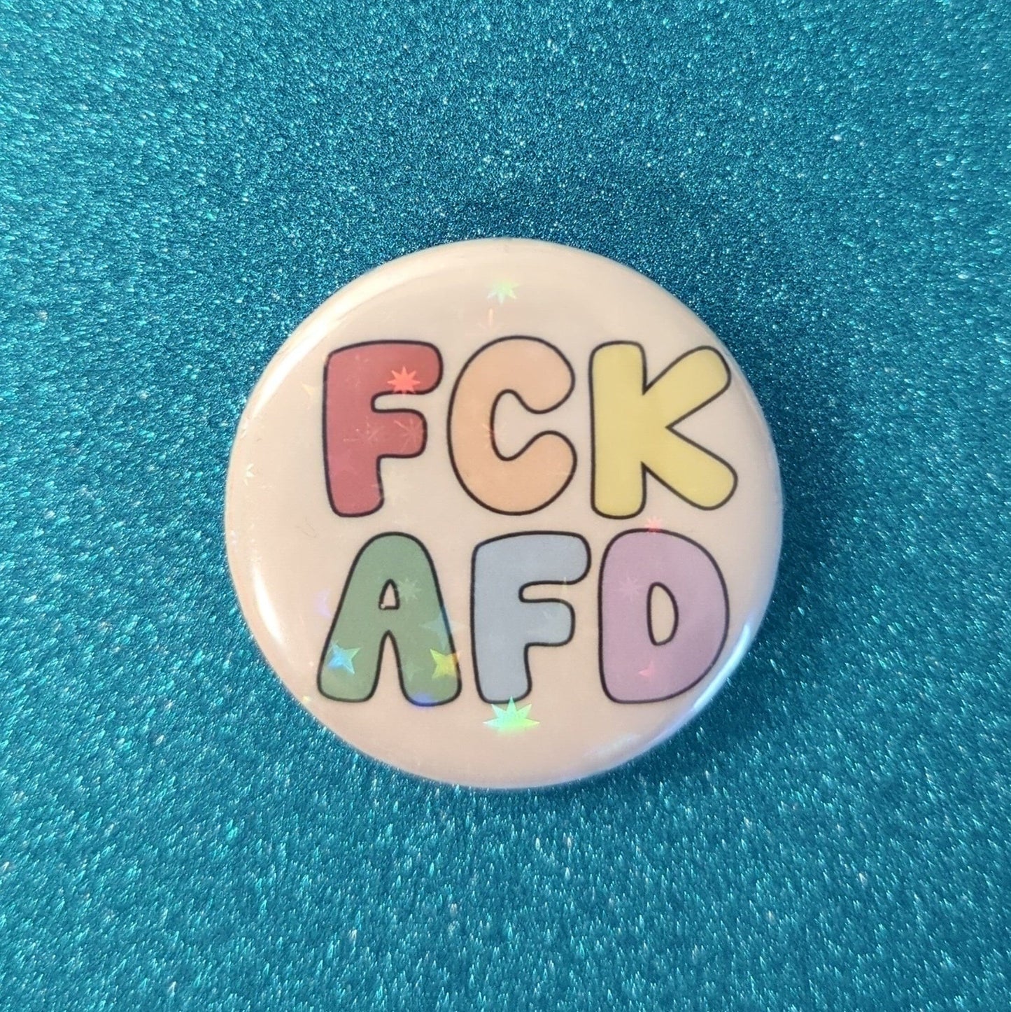 Holo Glitzer Button - FCK AFD / NZS kindafcreations FCK AFD - Hell