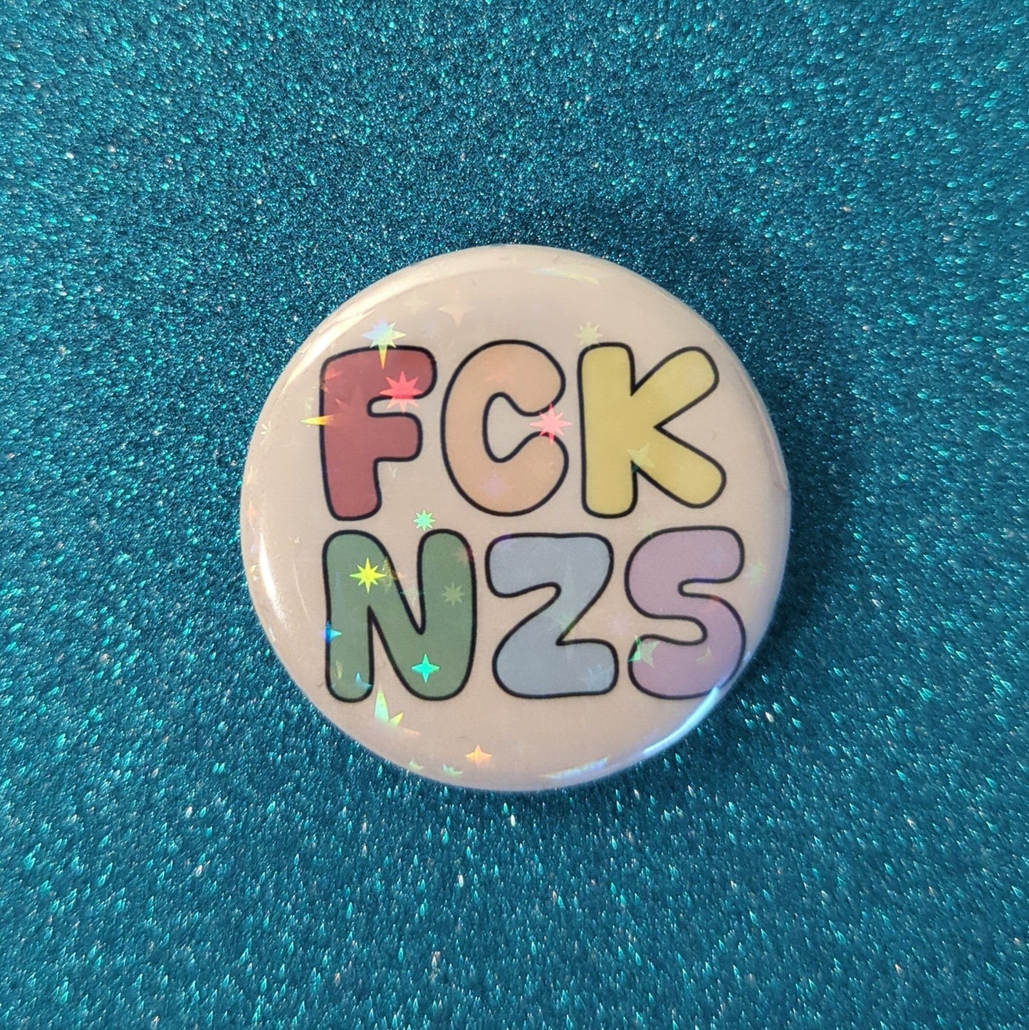 Holo Glitzer Button - FCK AFD / NZS kindafcreations FCK NZS - Hell