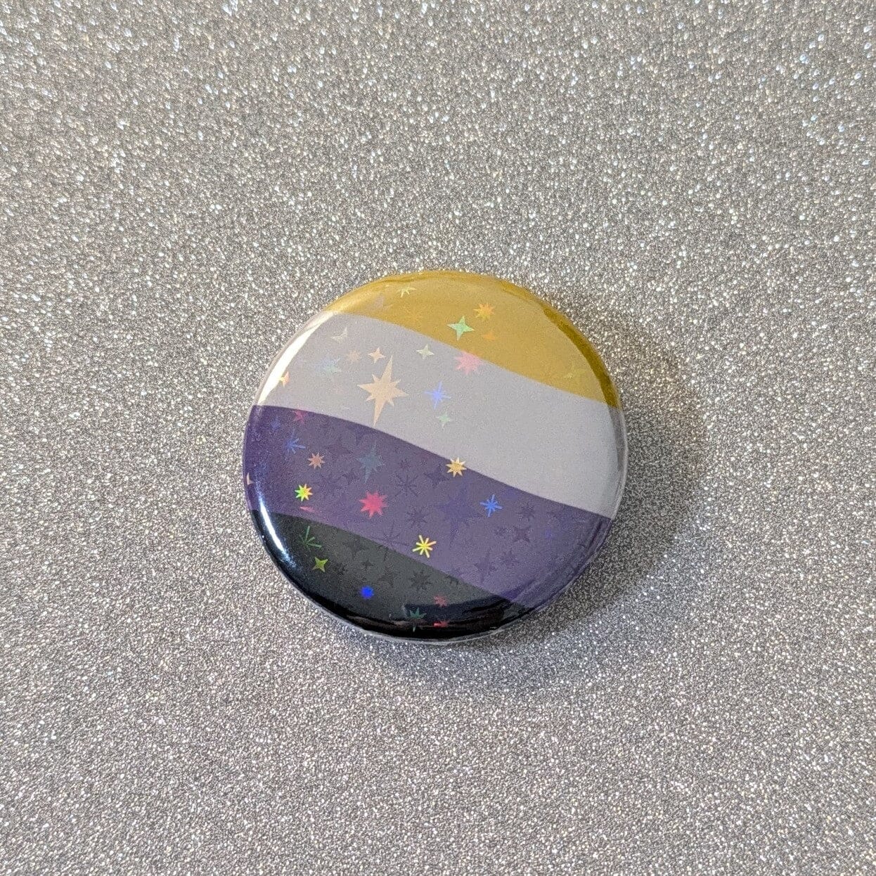 Holo Glitzer Button - Pride Flaggen - verschiedene kindafcreations Nicht binär