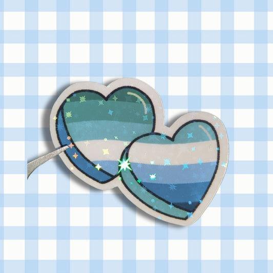 Holo Glitzer Vinyl Sticker - 2 Herzen - Gay Sticker kindafcreations