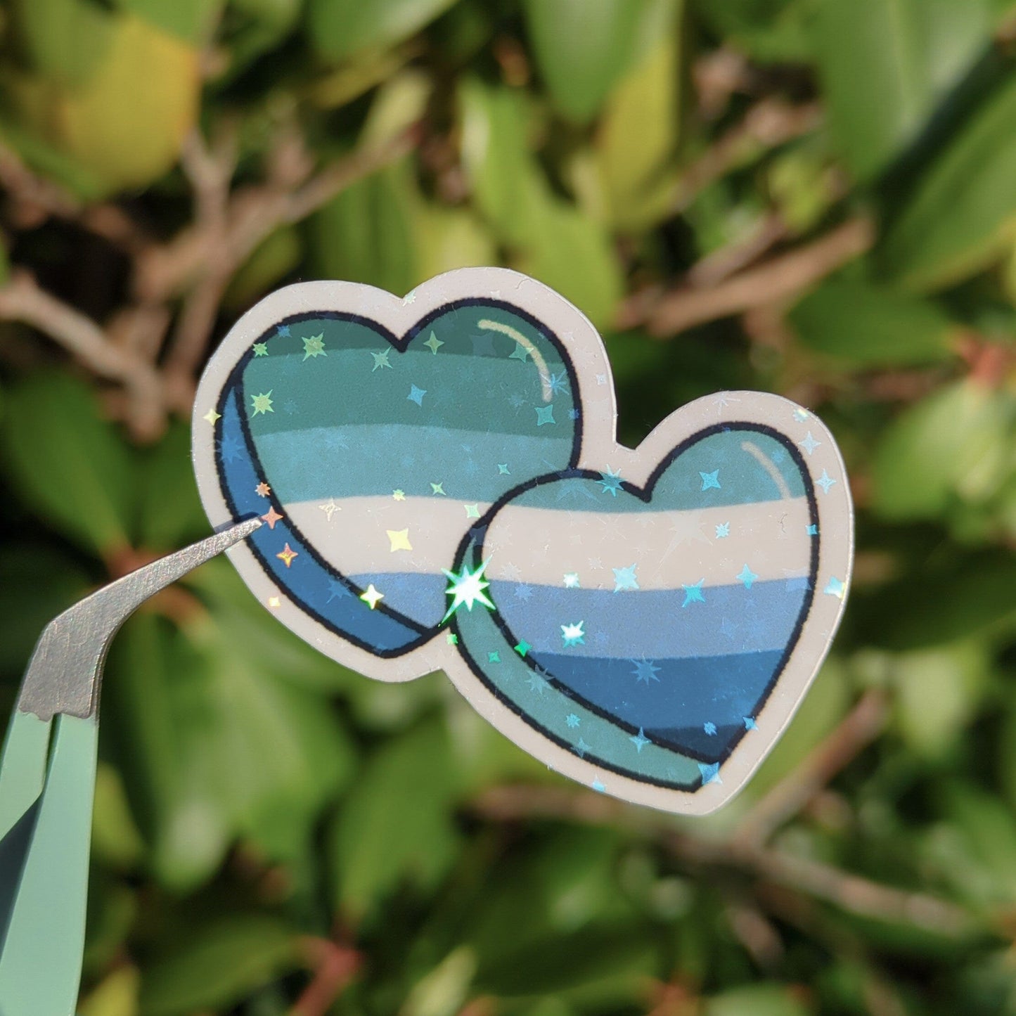 Holo Glitzer Vinyl Sticker - 2 Herzen - Gay Sticker kindafcreations
