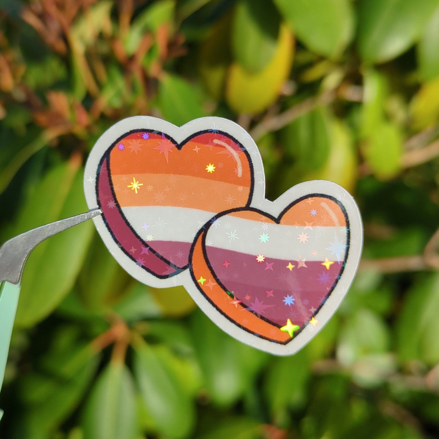 Holo Glitzer Vinyl Sticker - 2 Herzen - Lesbisch Sticker kindafcreations