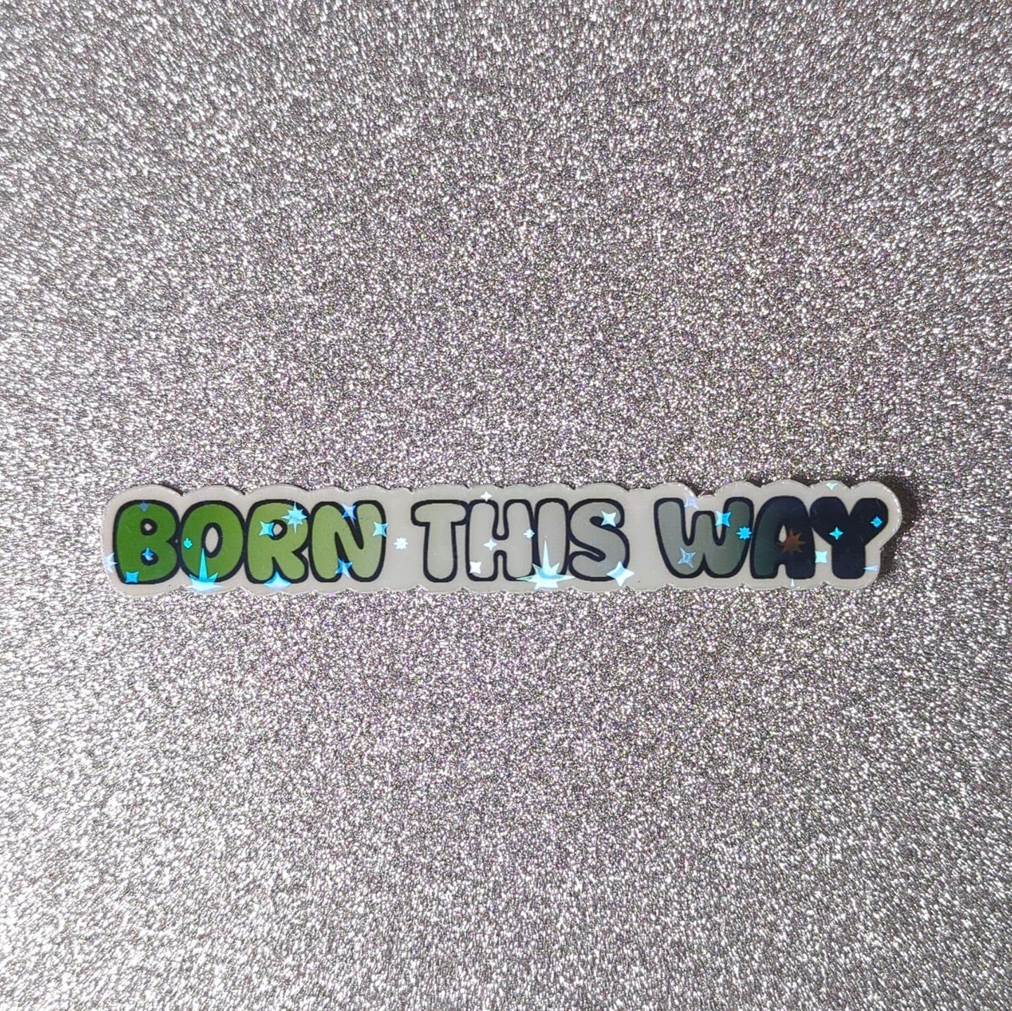 Holo Glitzer Vinyl Sticker - born this way - Aromantisch Flagge Sticker kindafcreations