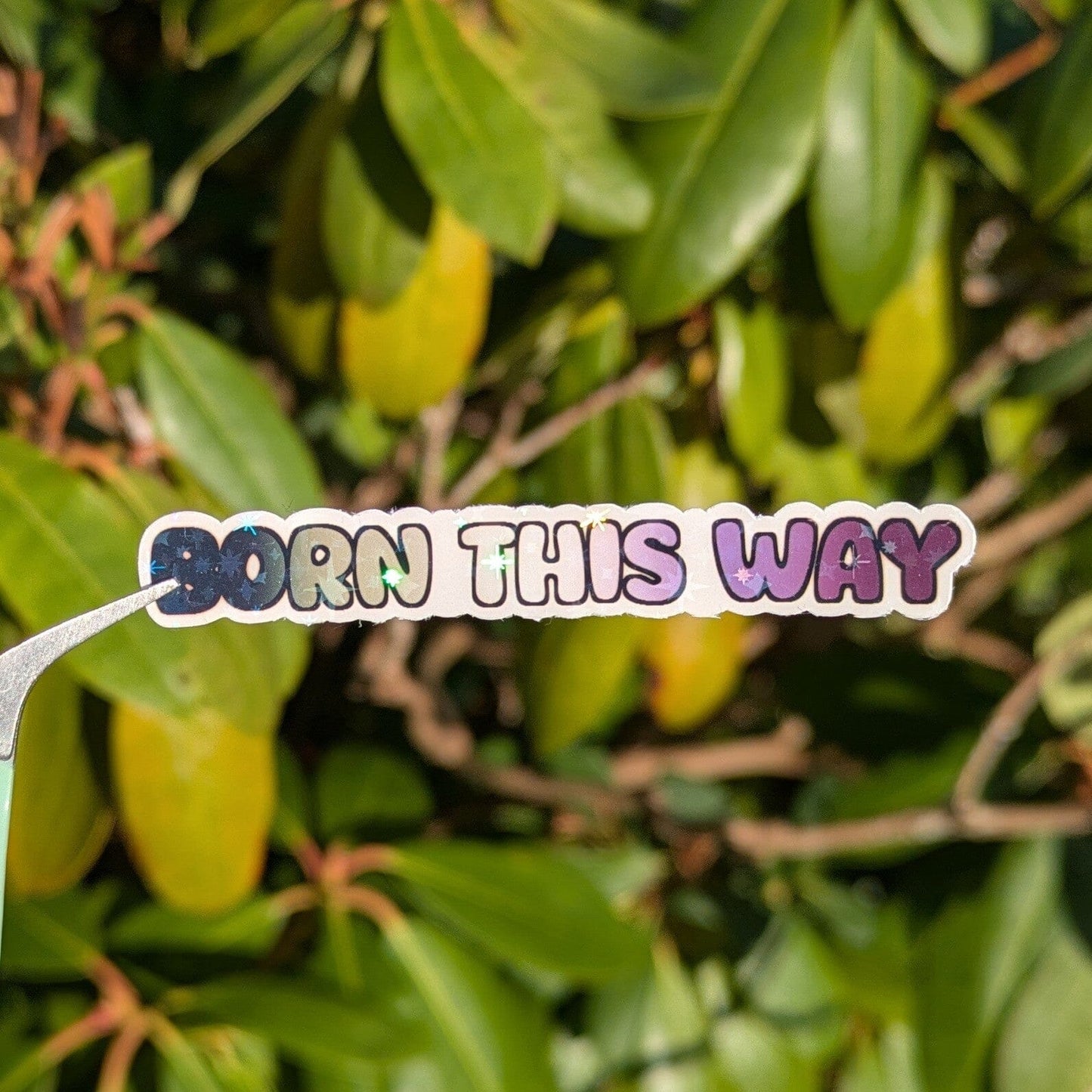 Holo Glitzer Vinyl Sticker - Born this way - Asexuell Sticker kindafcreations