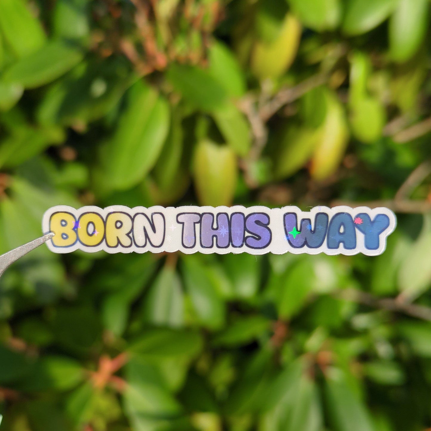 Holo Glitzer Vinyl Sticker - Born this way - Nonbinary Sticker kindafcreations