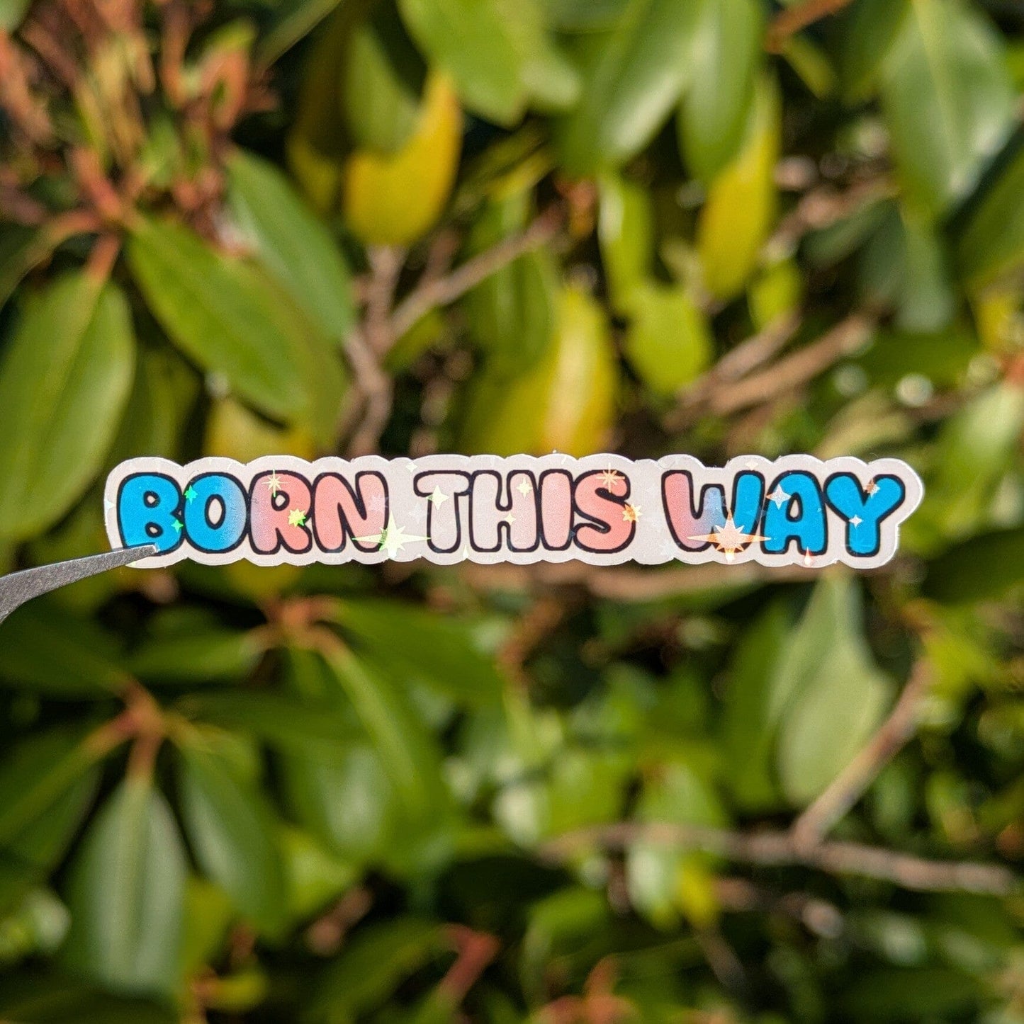 Holo Glitzer Vinyl Sticker - Born this way - Trans* Flagge Sticker kindafcreations