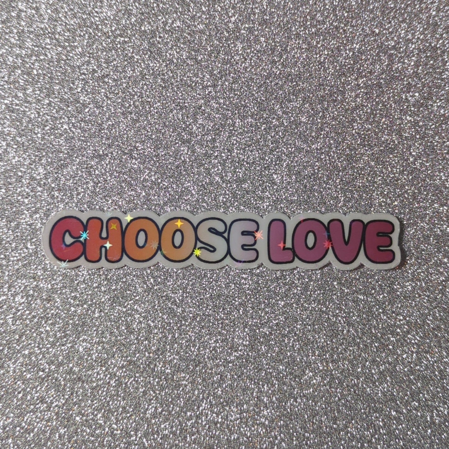 Holo Glitzer Vinyl Sticker - choose love - Lesbisch Sticker kindafcreations