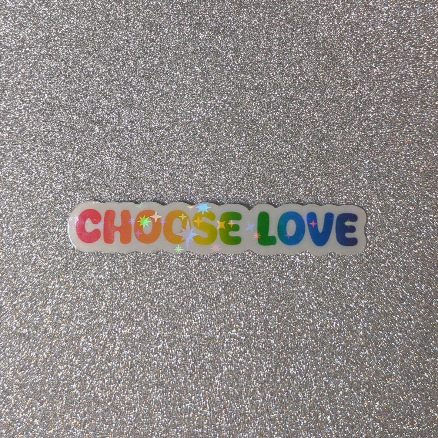 Holo Glitzer Vinyl Sticker - choose love - Regenbogen Pride Flagge Sticker kindafcreations