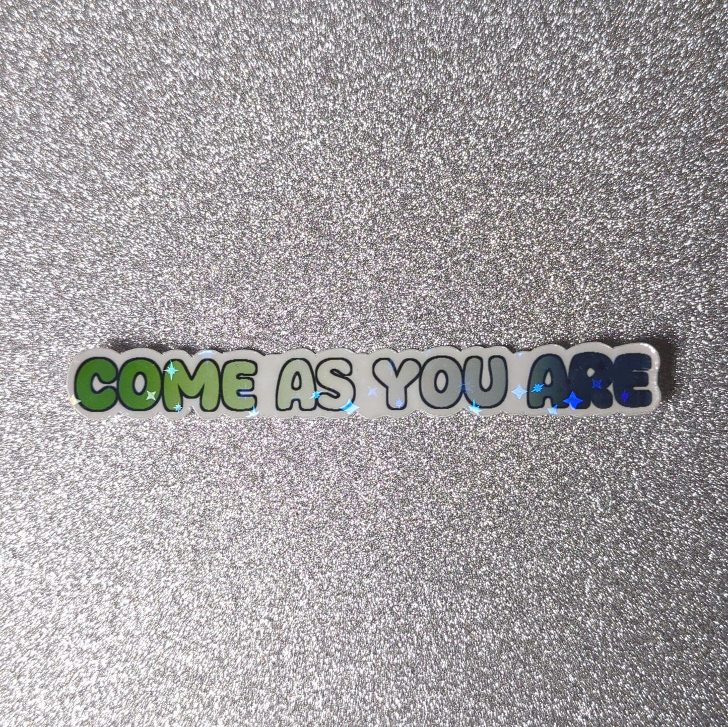 Holo Glitzer Vinyl Sticker - come as you are - Aromantisch Flagge Sticker kindafcreations