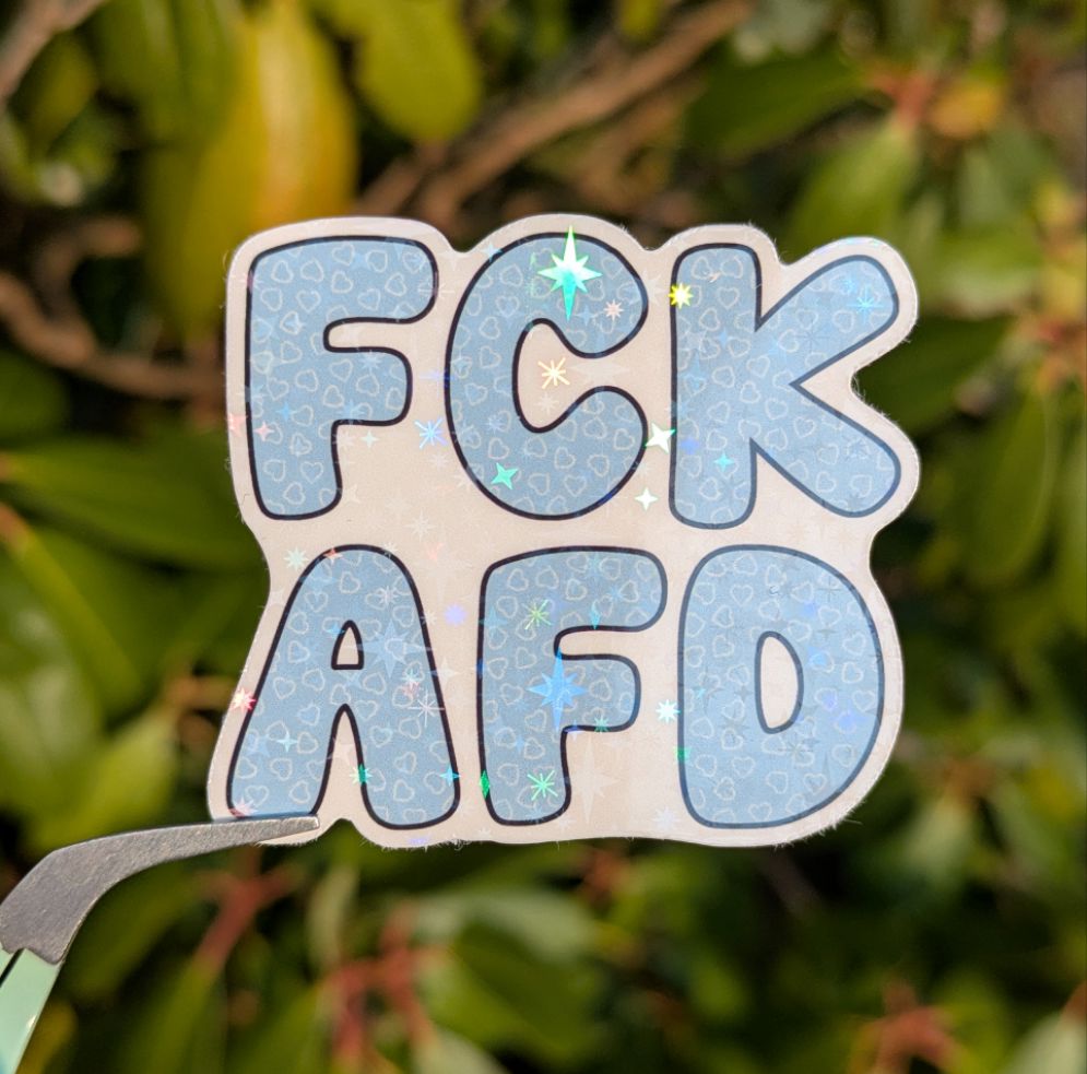 Holo Glitzer Vinyl Sticker - FCK AFD - Herzchen kindafcreations