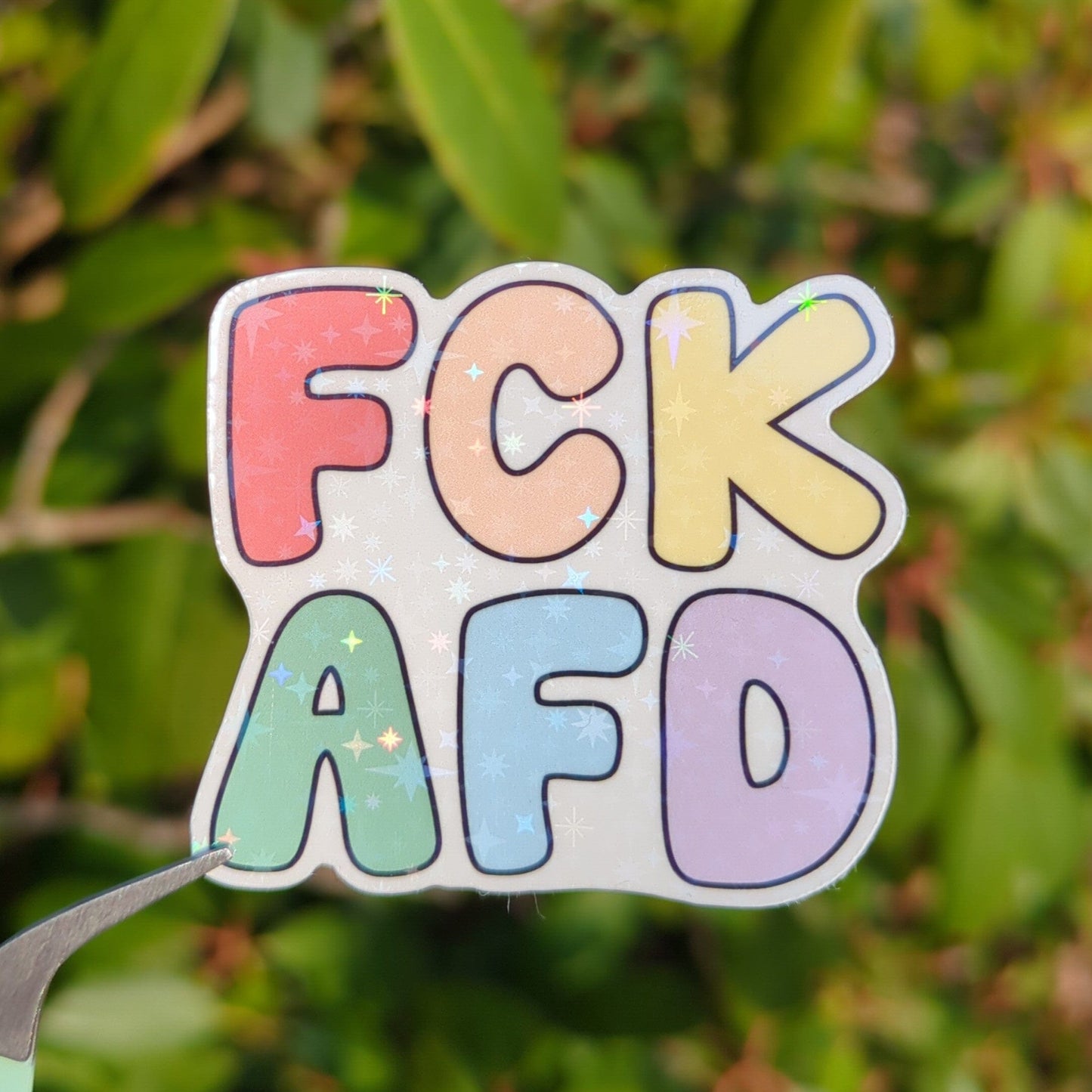 Holo Glitzer Vinyl Sticker - FCK AFD - Pastell Bunt kindafcreations