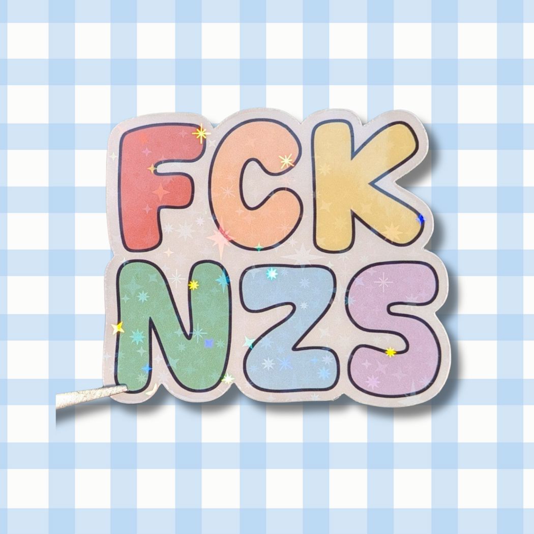 Holo Glitzer Vinyl Sticker - FCK NZS - Pastell Bunt kindafcreations