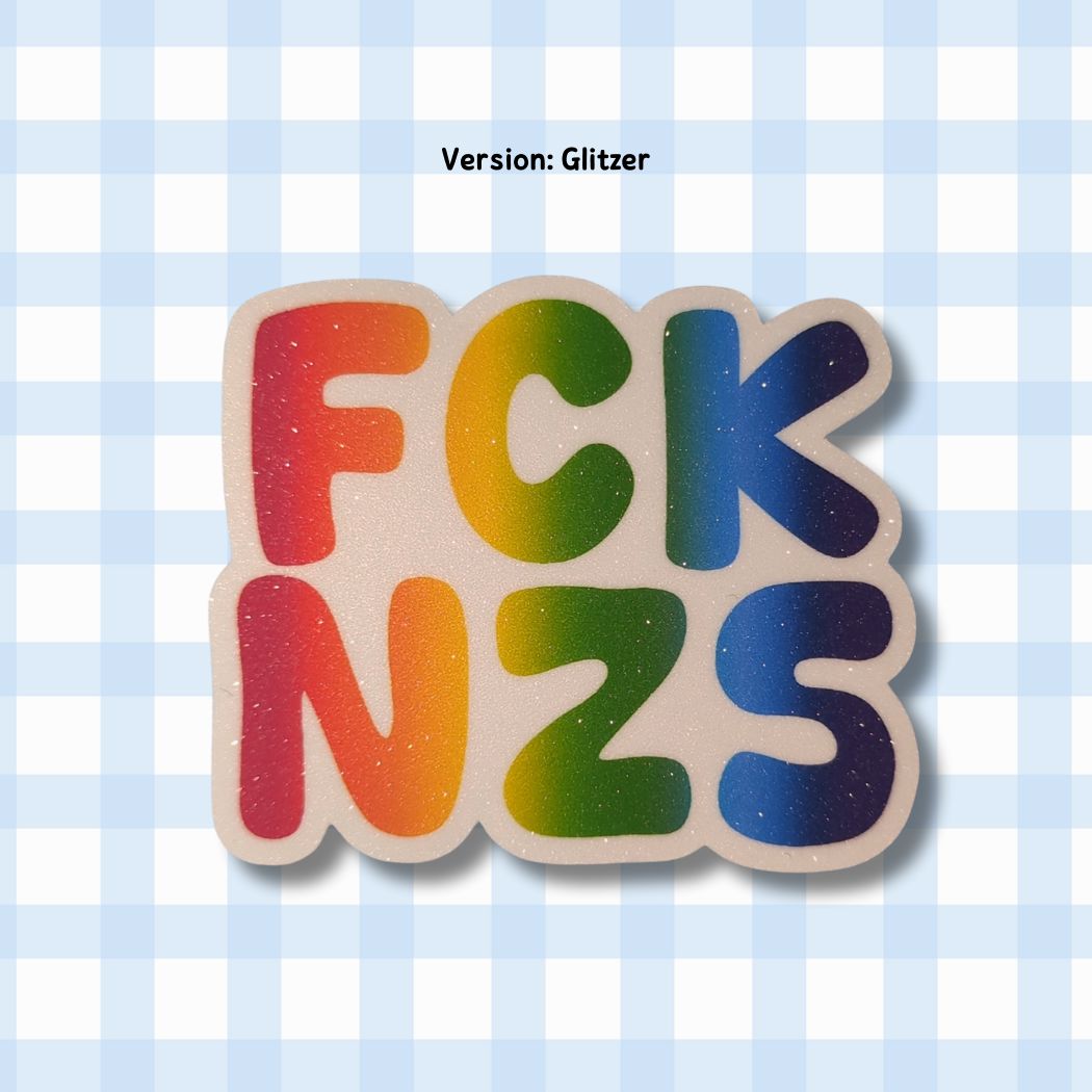 Holo Glitzer Vinyl Sticker - FCK NZS - Regenbogen kindafcreations Glitzer
