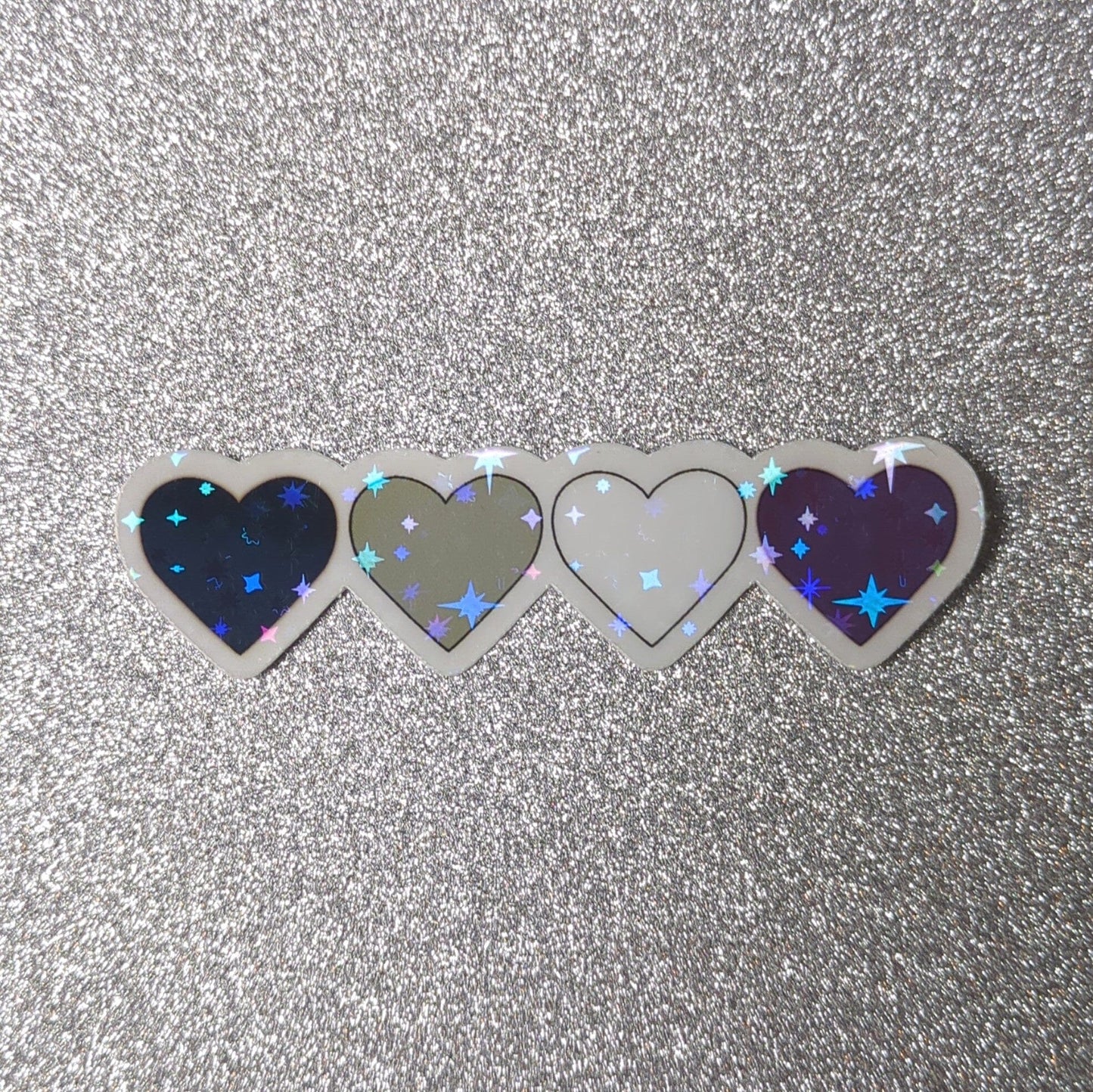 Holo Glitzer Vinyl Sticker - Herzen - Asexuell Sticker kindafcreations