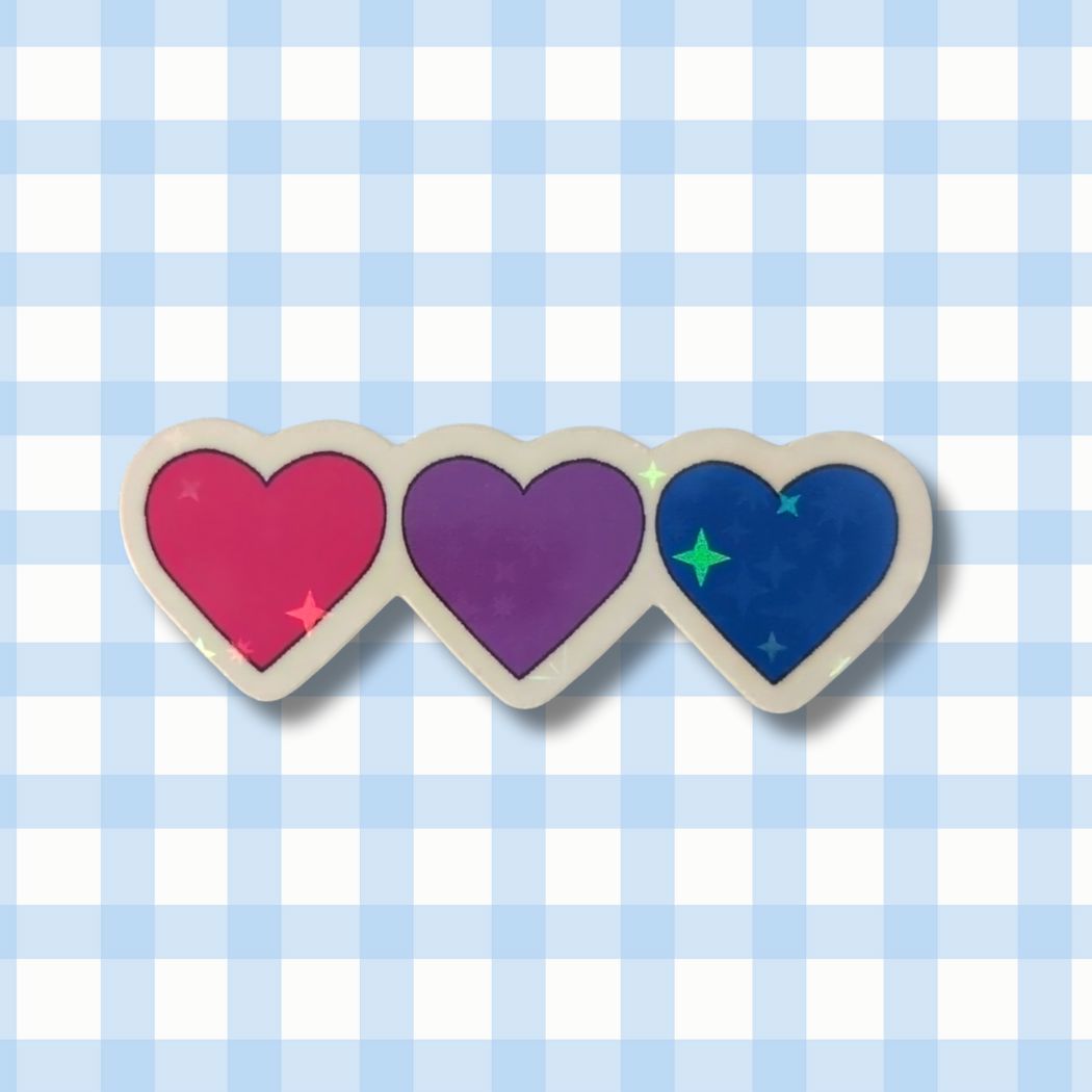 Holo Glitzer Vinyl Sticker - Herzen - Bisexuell Sticker kindafcreations