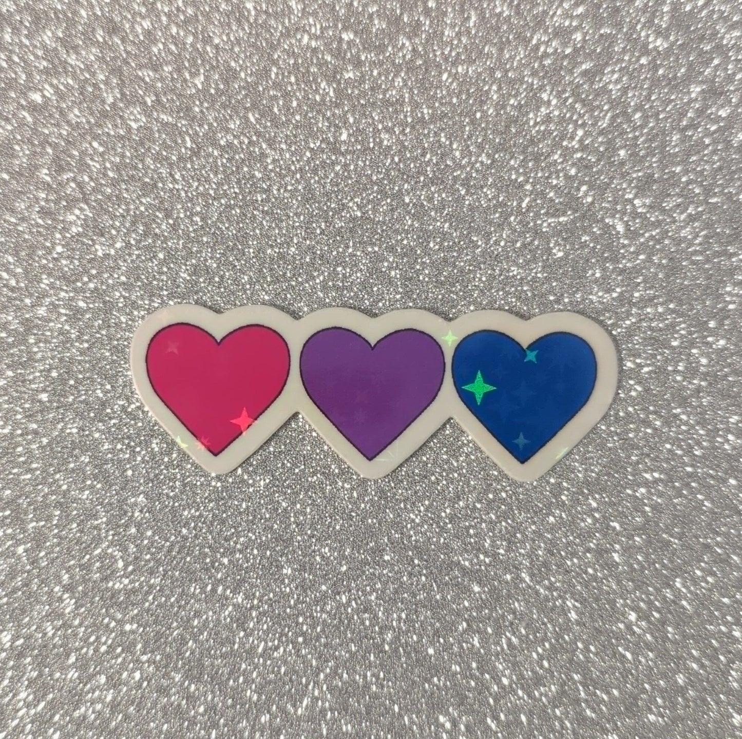 Holo Glitzer Vinyl Sticker - Herzen - Bisexuell Sticker kindafcreations