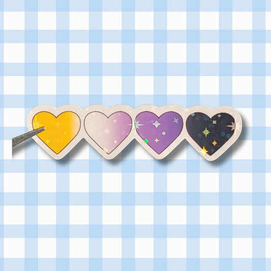 Holo Glitzer Vinyl Sticker - Herzen - Nonbinary Sticker kindafcreations