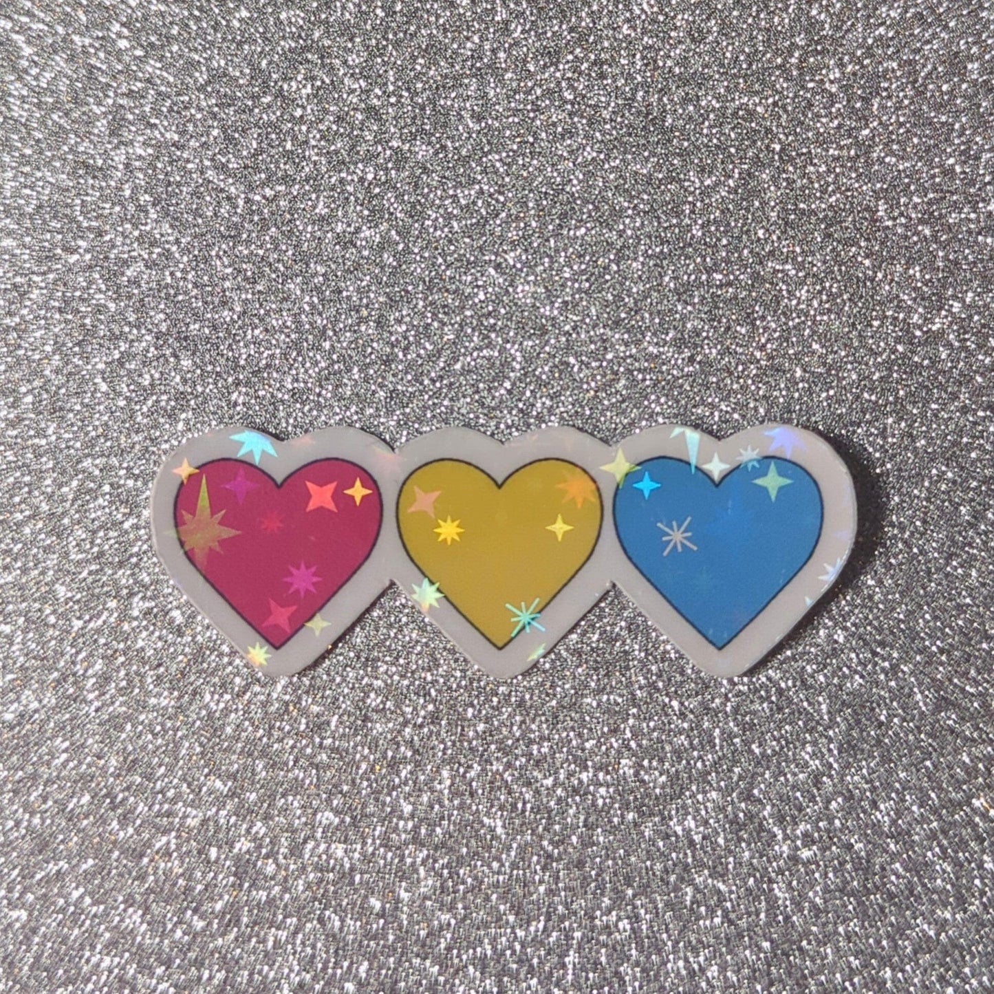 Holo Glitzer Vinyl Sticker - Herzen - Pansexuell Sticker kindafcreations