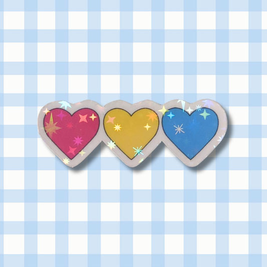 Holo Glitzer Vinyl Sticker - Herzen - Pansexuell Sticker kindafcreations