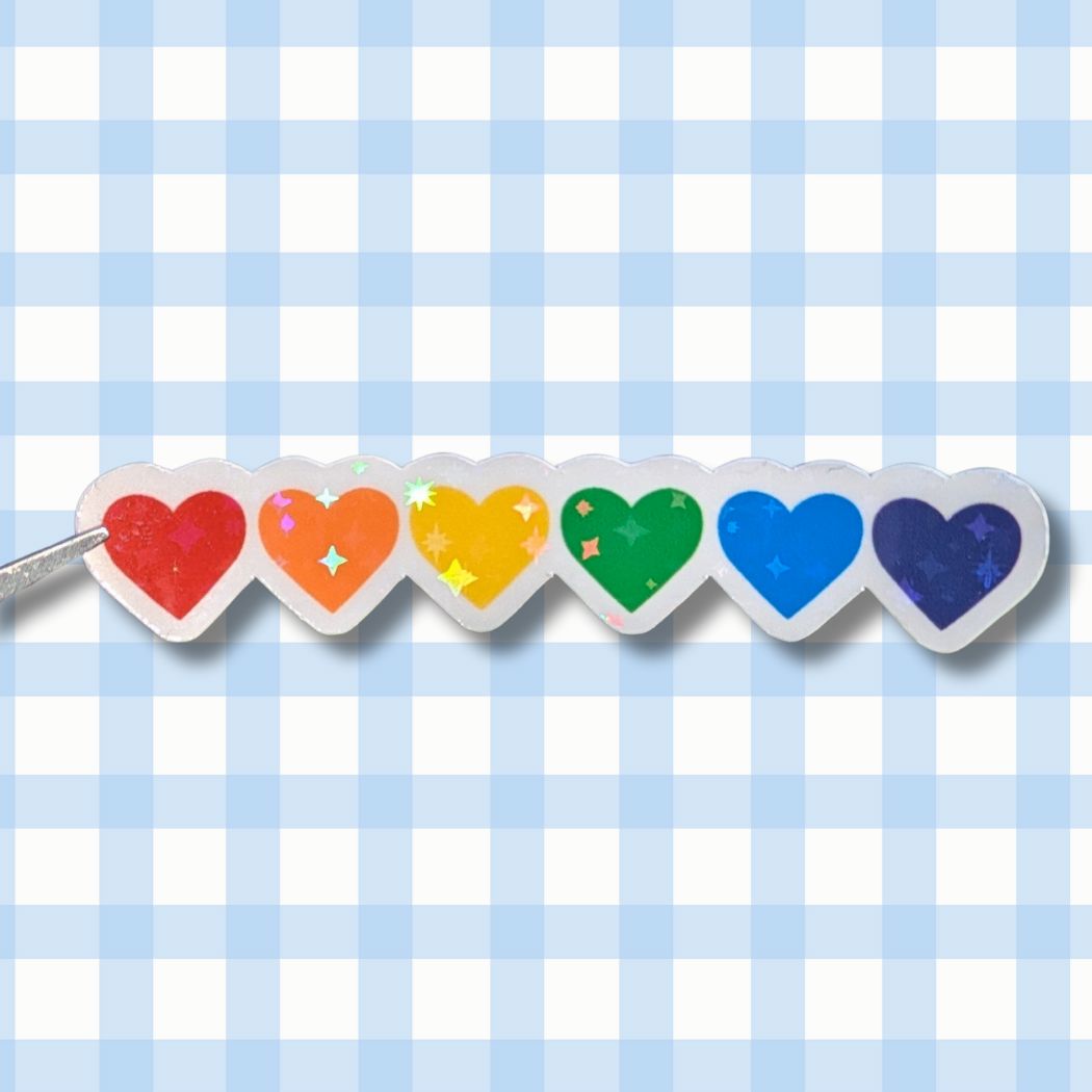 Holo Glitzer Vinyl Sticker - Herzen - Regenbogen Pride Flagge Sticker kindafcreations