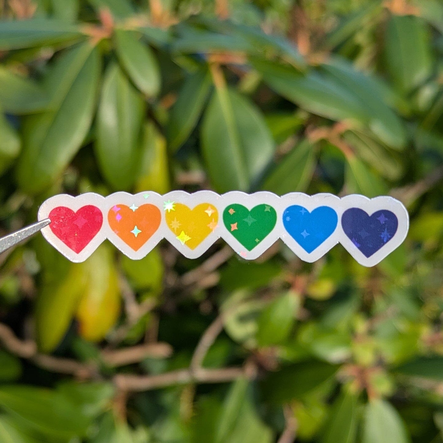 Holo Glitzer Vinyl Sticker - Herzen - Regenbogen Pride Flagge Sticker kindafcreations