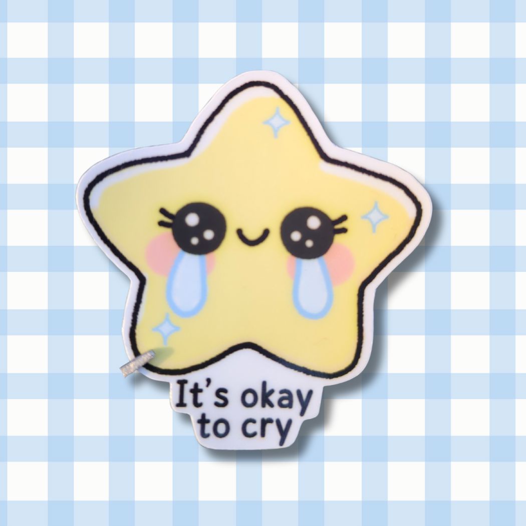 Holo Glitzer Vinyl Sticker - It's okay to cry - Süßer Stern kindafcreations
