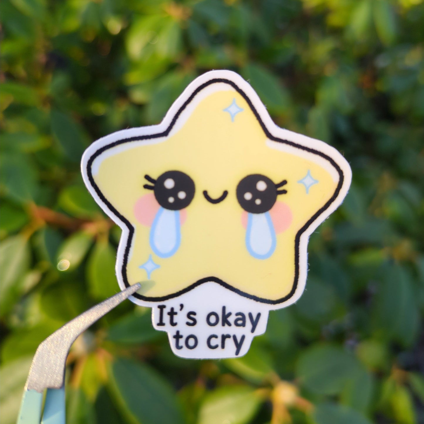 Holo Glitzer Vinyl Sticker - It's okay to cry - Süßer Stern kindafcreations