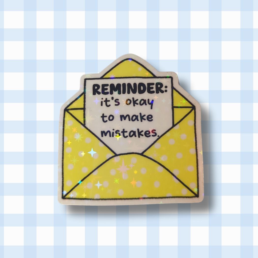 Holo Glitzer Vinyl Sticker - Little Reminder - Briefe kindafcreations It's okay to make mistakes