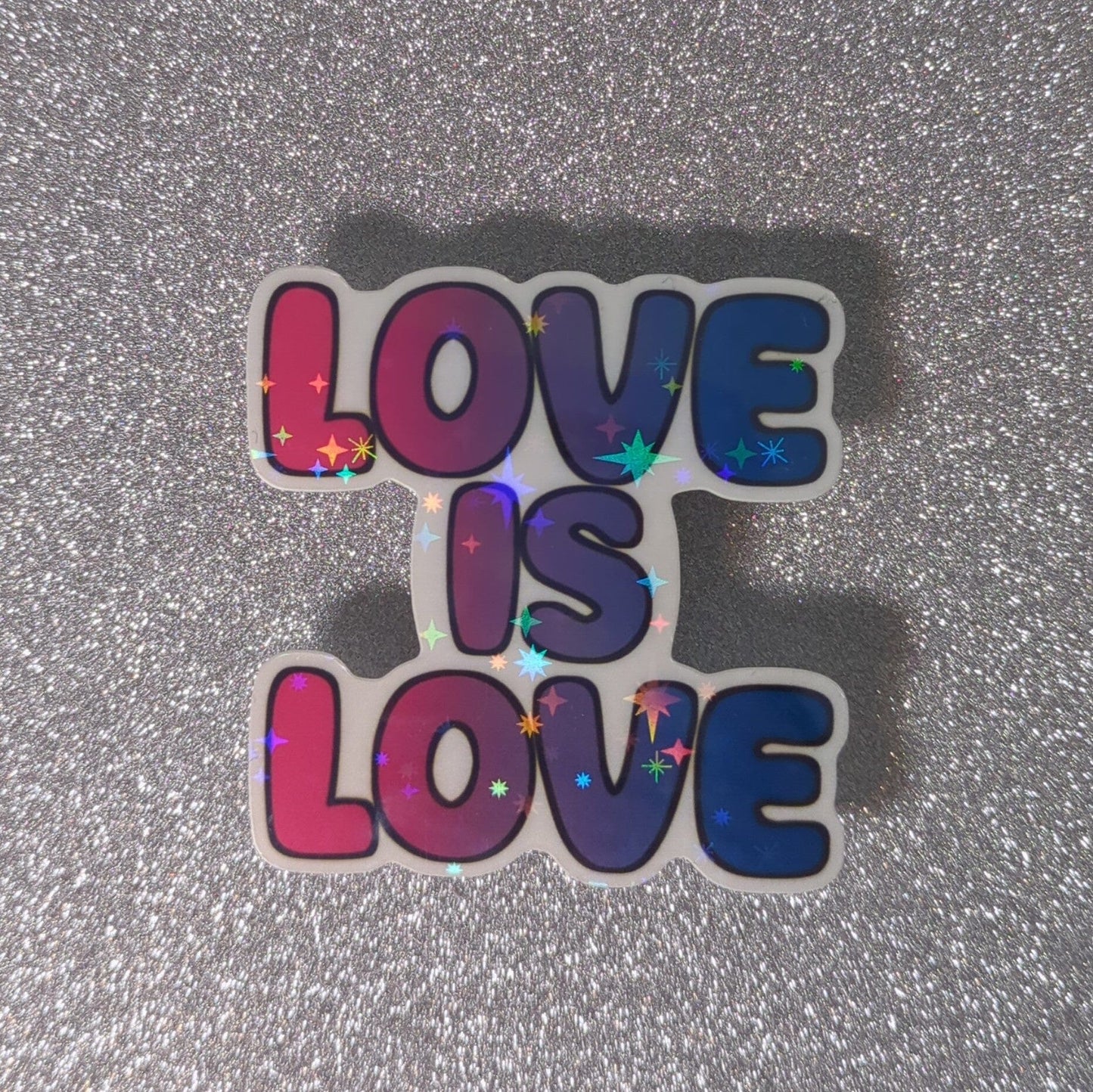 Holo Glitzer Vinyl Sticker - love is love - Bisexuell Sticker kindafcreations