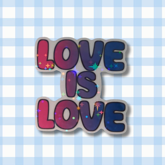 Holo Glitzer Vinyl Sticker - love is love - Bisexuell Sticker kindafcreations