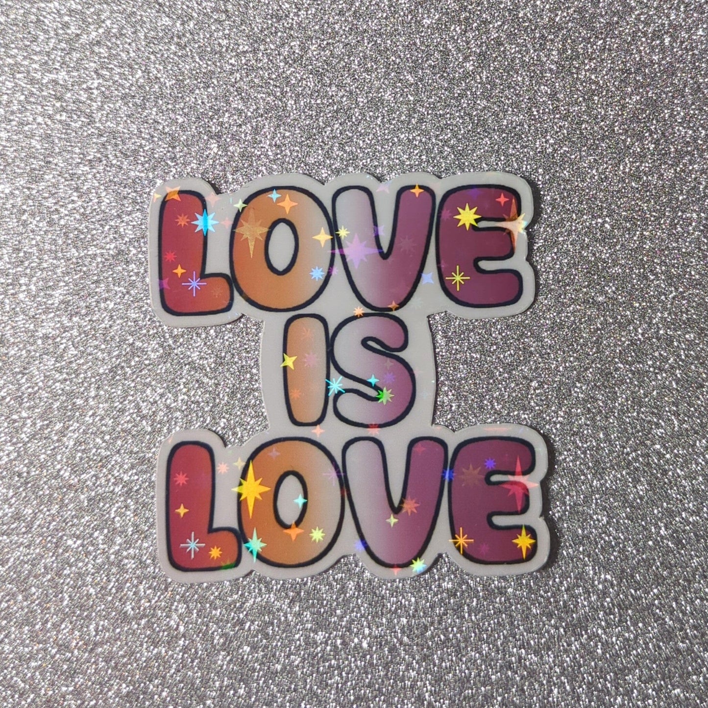 Holo Glitzer Vinyl Sticker - love is love - Lesbisch Sticker kindafcreations