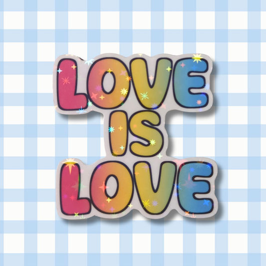 Holo Glitzer Vinyl Sticker - love is love - Pansexuell Sticker kindafcreations