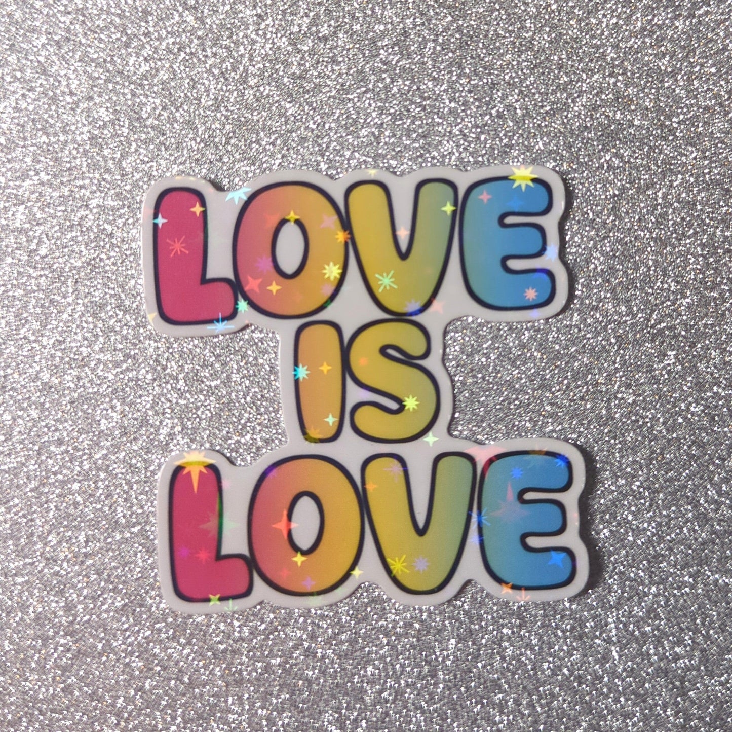 Holo Glitzer Vinyl Sticker - love is love - Pansexuell Sticker kindafcreations