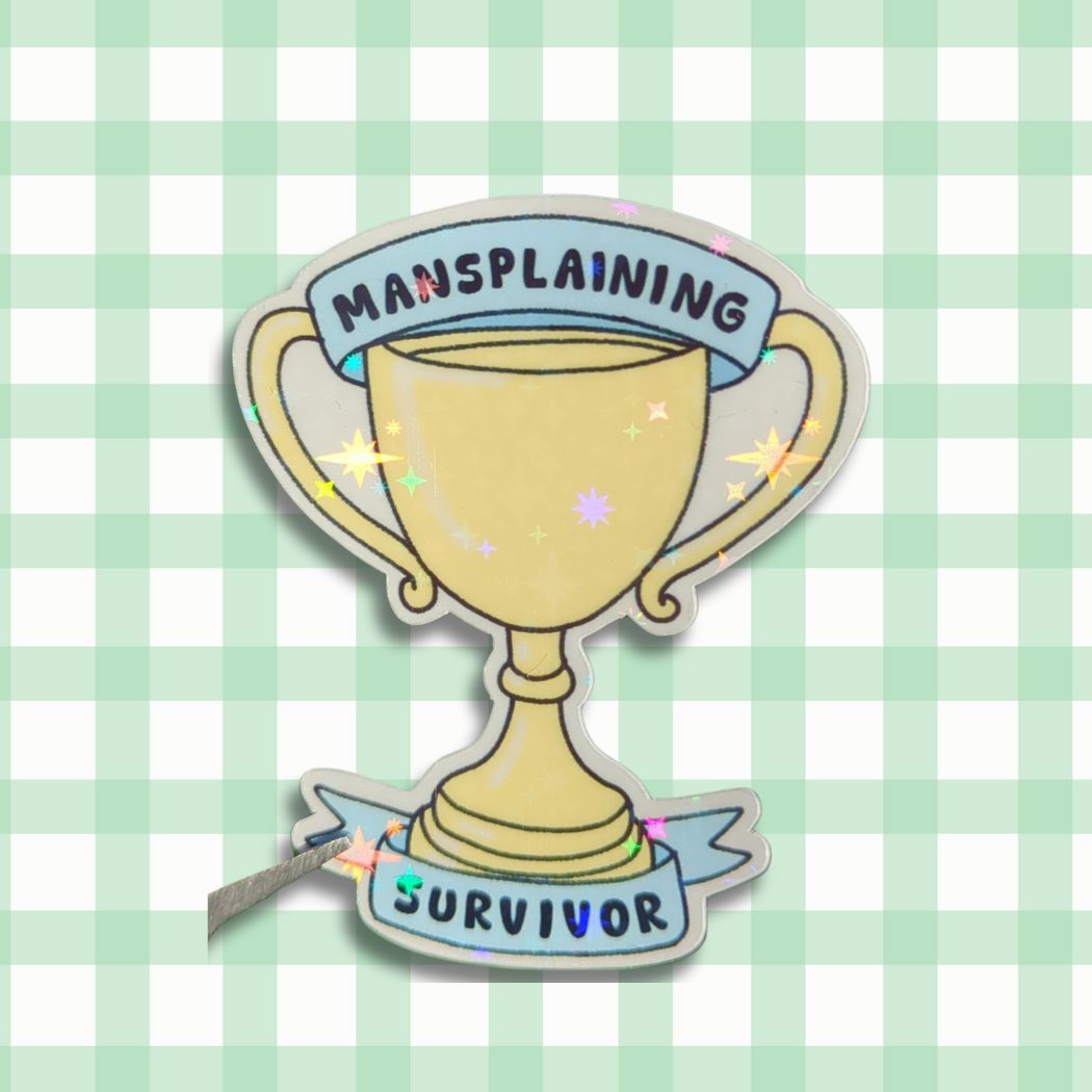 Holo Glitzer Vinyl Sticker - Mansplaining Survivor - Feminismus Patriarchat kindafcreations