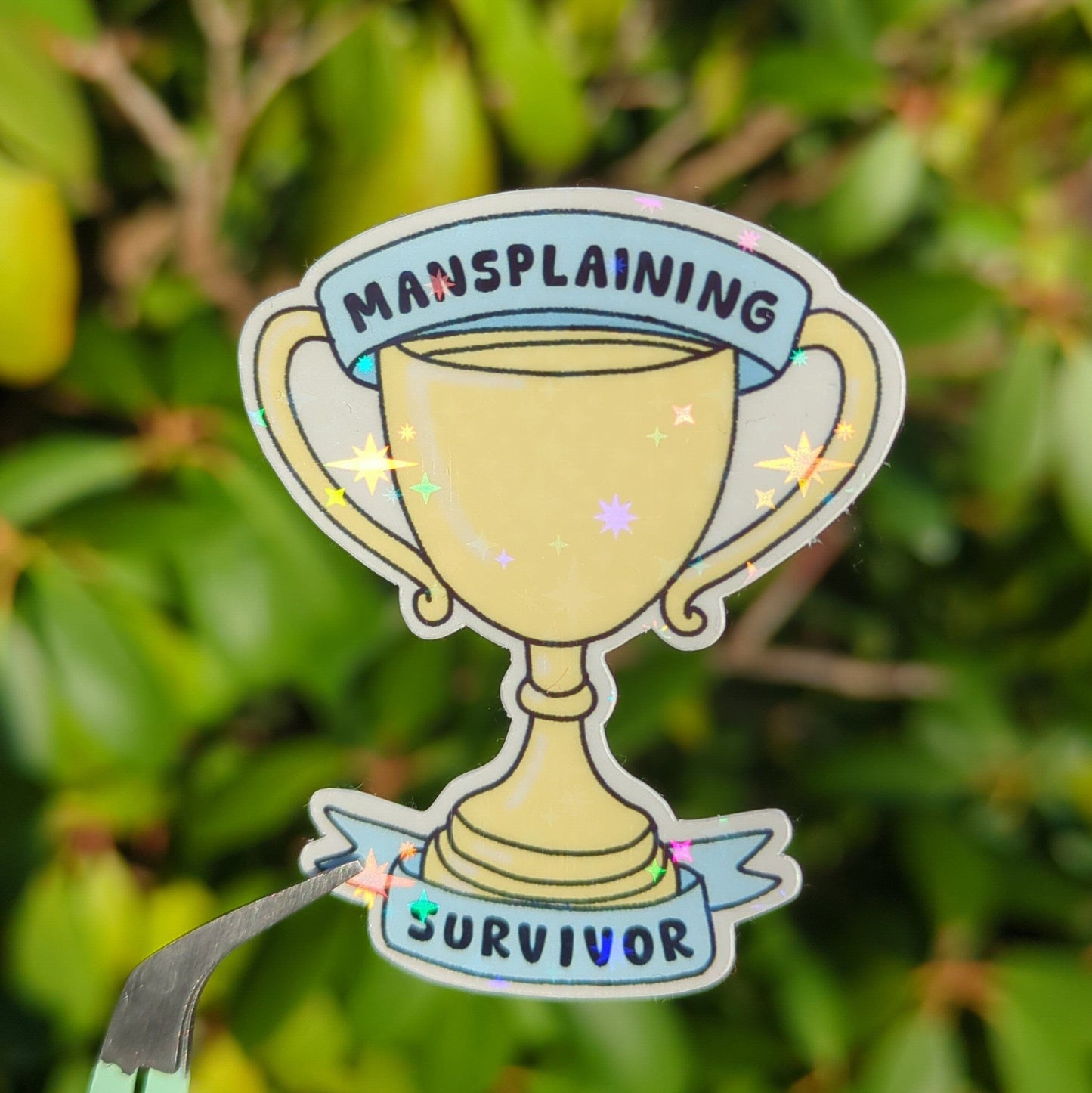 Holo Glitzer Vinyl Sticker - Mansplaining Survivor - Feminismus Patriarchat kindafcreations