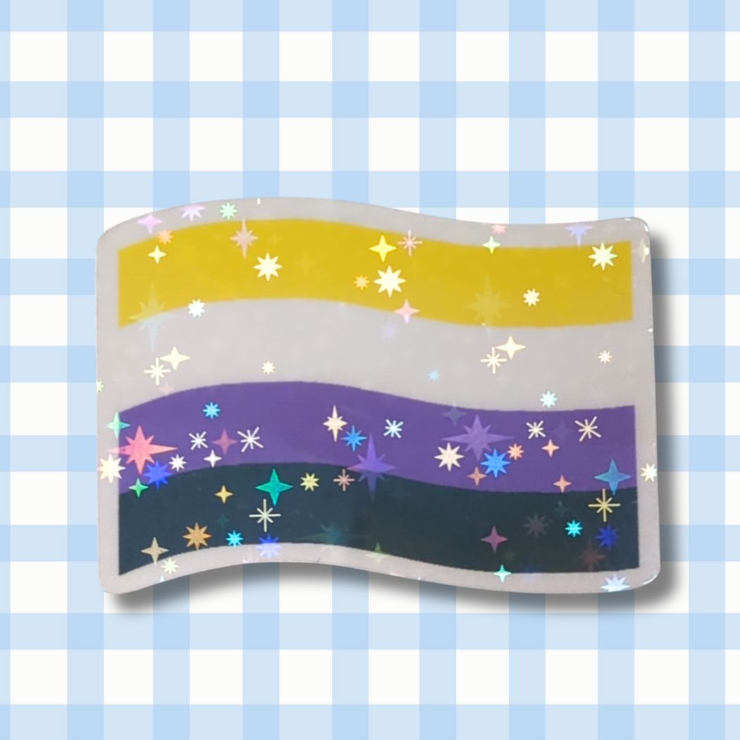 Holo Glitzer Vinyl Sticker -Nonbinary Flagge Sticker kindafcreations
