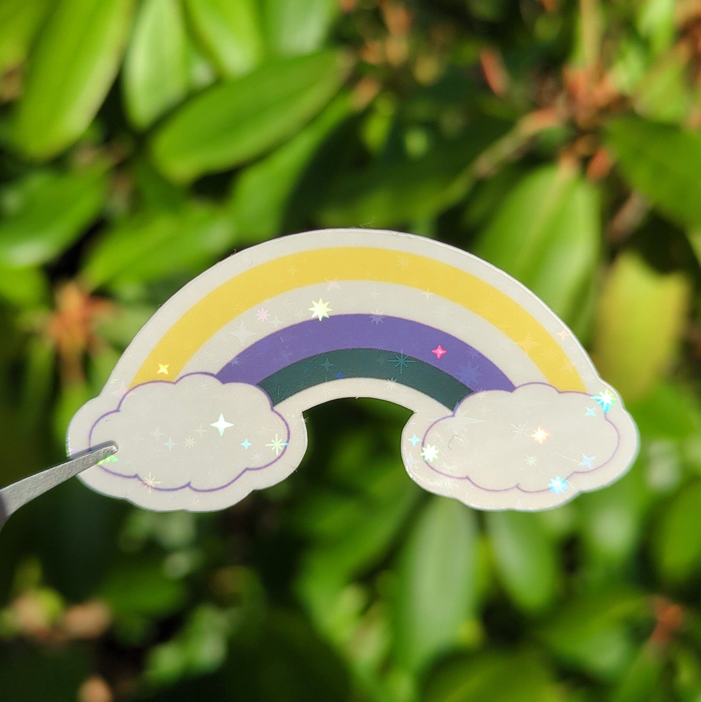 Holo Glitzer Vinyl Sticker - Regenbogen - Nonbinary Sticker kindafcreations