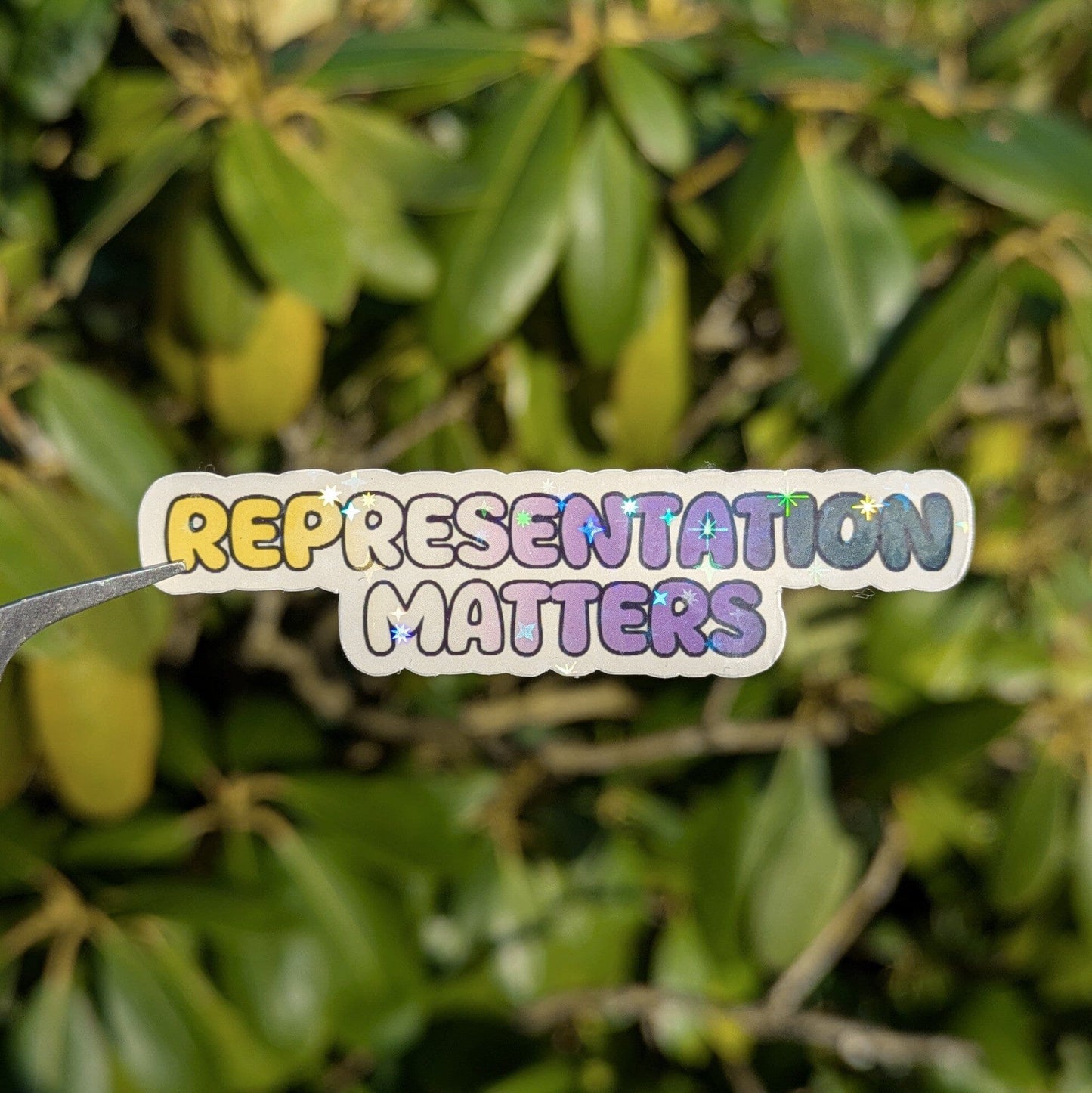 Holo Glitzer Vinyl Sticker - Representation Matters - Nonbinary Sticker kindafcreations