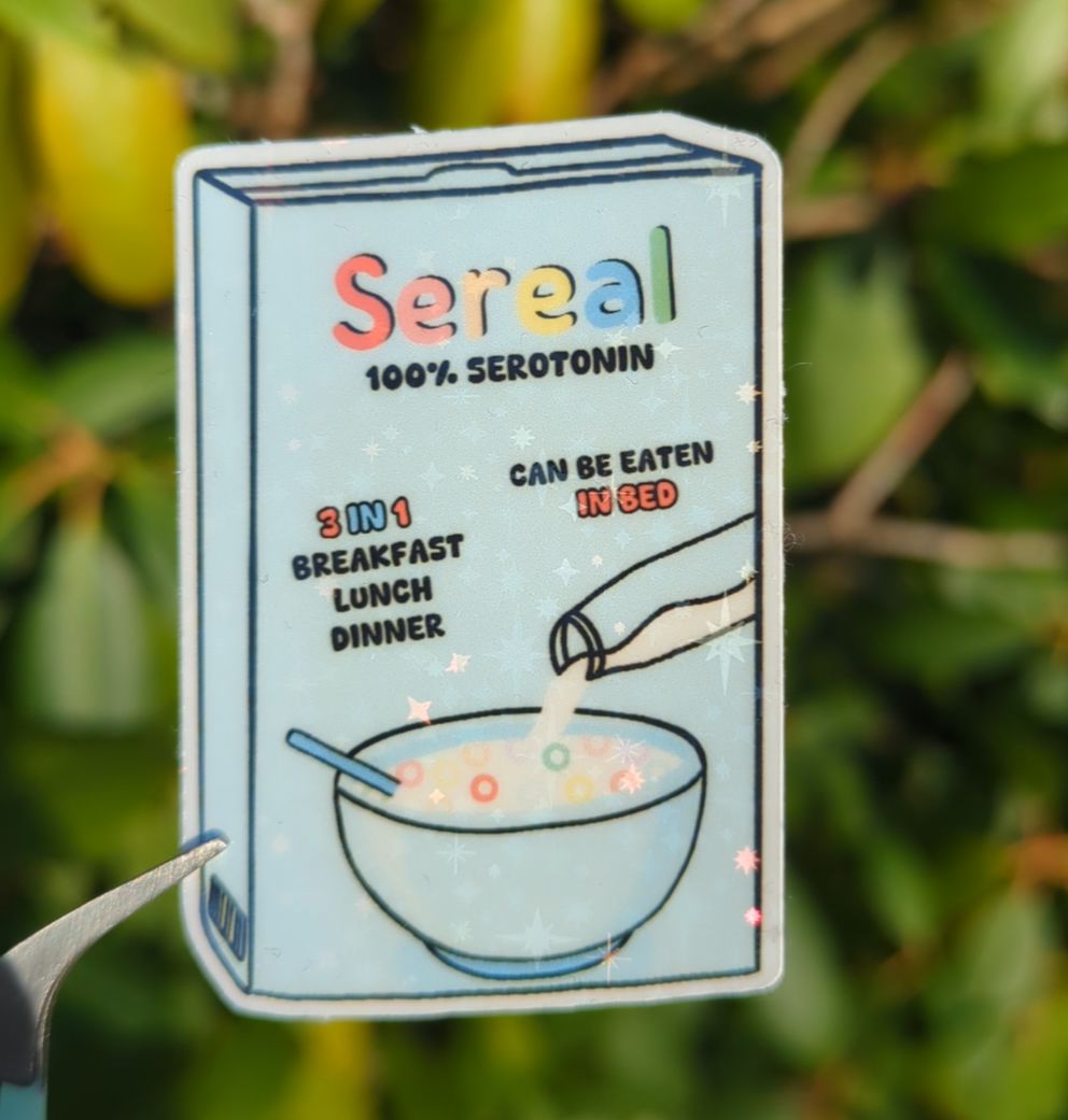 Holo Glitzer Vinyl Sticker - Sereal Serotonin Müsli kindafcreations