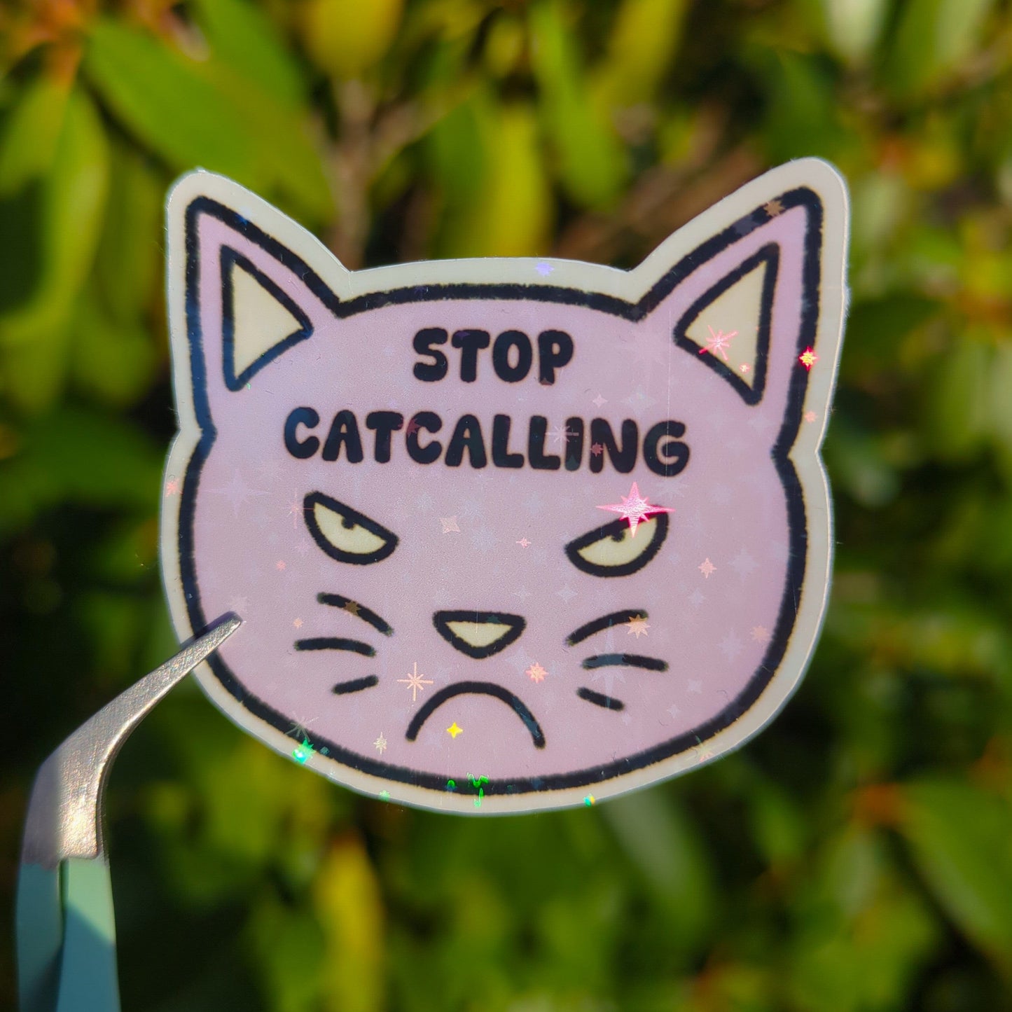 Holo Glitzer Vinyl Sticker - Stop Catcalling - Gegen Belästigung kindafcreations
