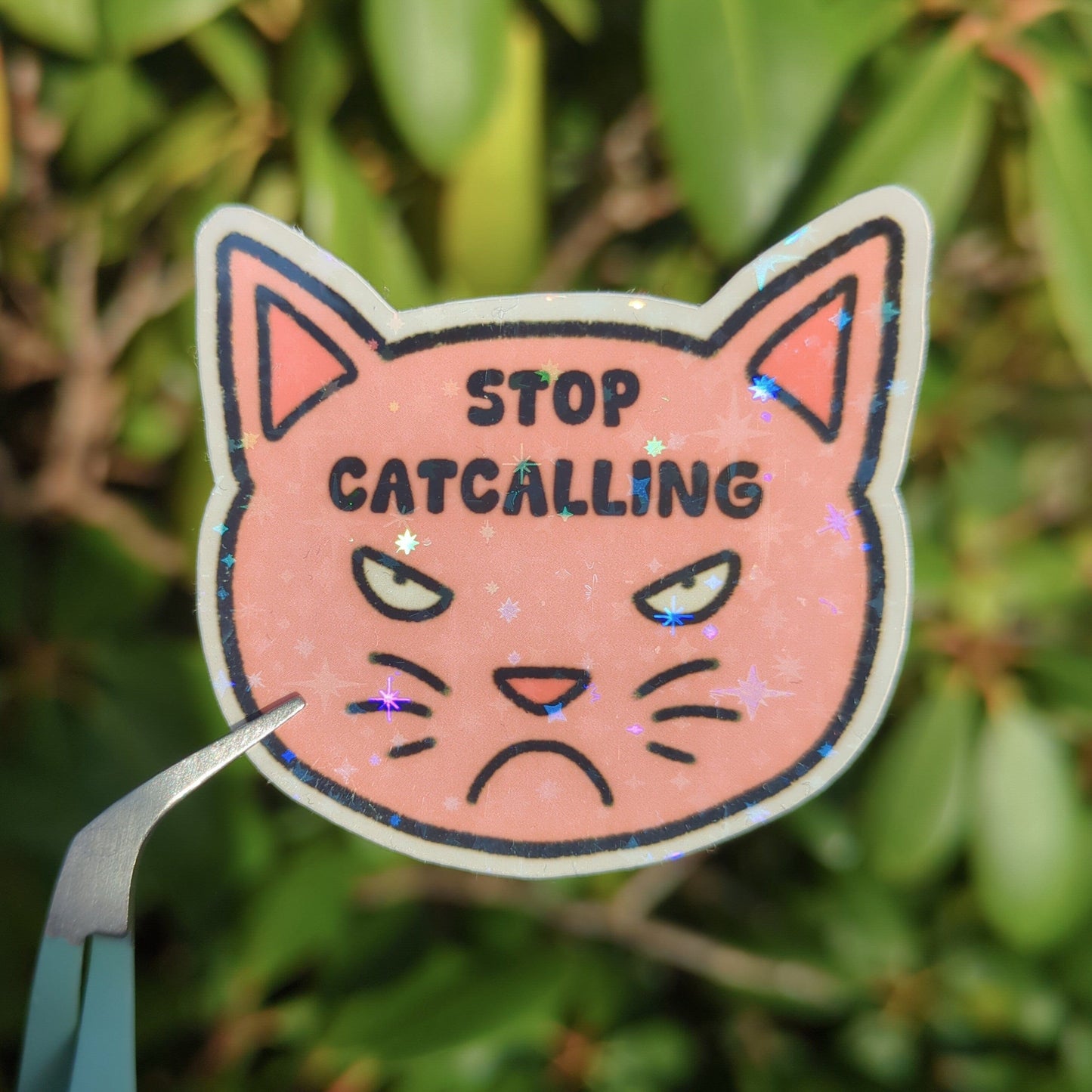 Holo Glitzer Vinyl Sticker - Stop Catcalling - Gegen Belästigung kindafcreations