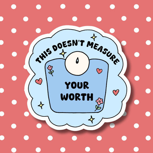 Holo Glitzer Vinyl Sticker - This doesn't measure ur worth - Waage kindafcreations