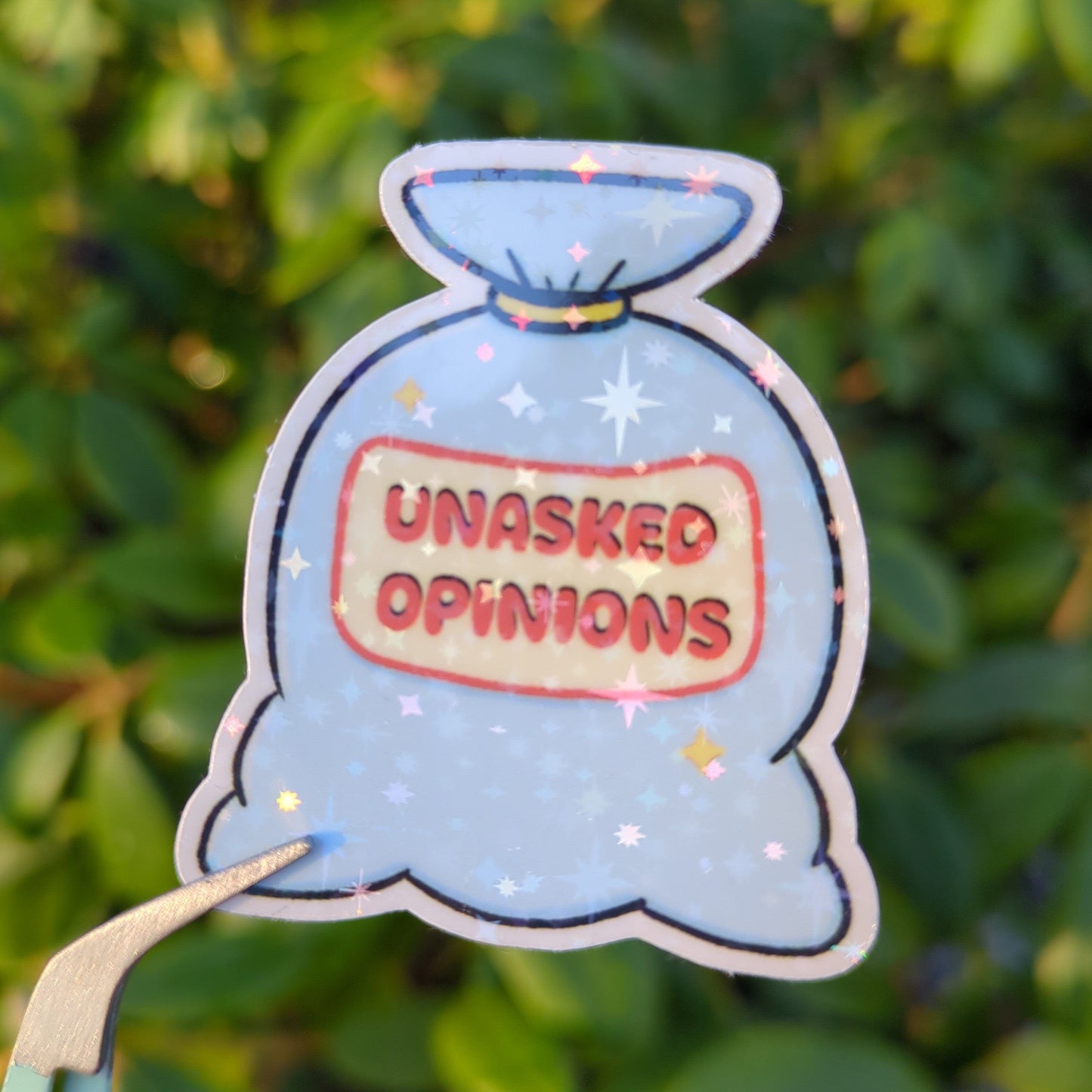 Holo Glitzer Vinyl Sticker - Unasked opinions - Müllsack kindafcreations Holo / Sterne
