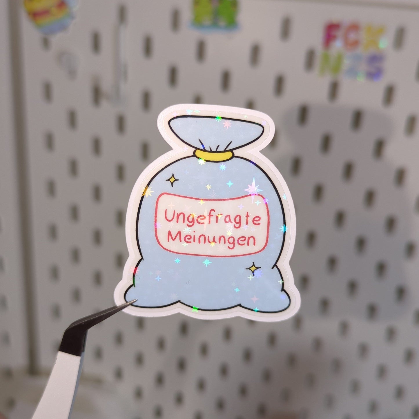Holo Glitzer Vinyl Sticker - Ungefragte Meinungen - Müllsack kindafcreations